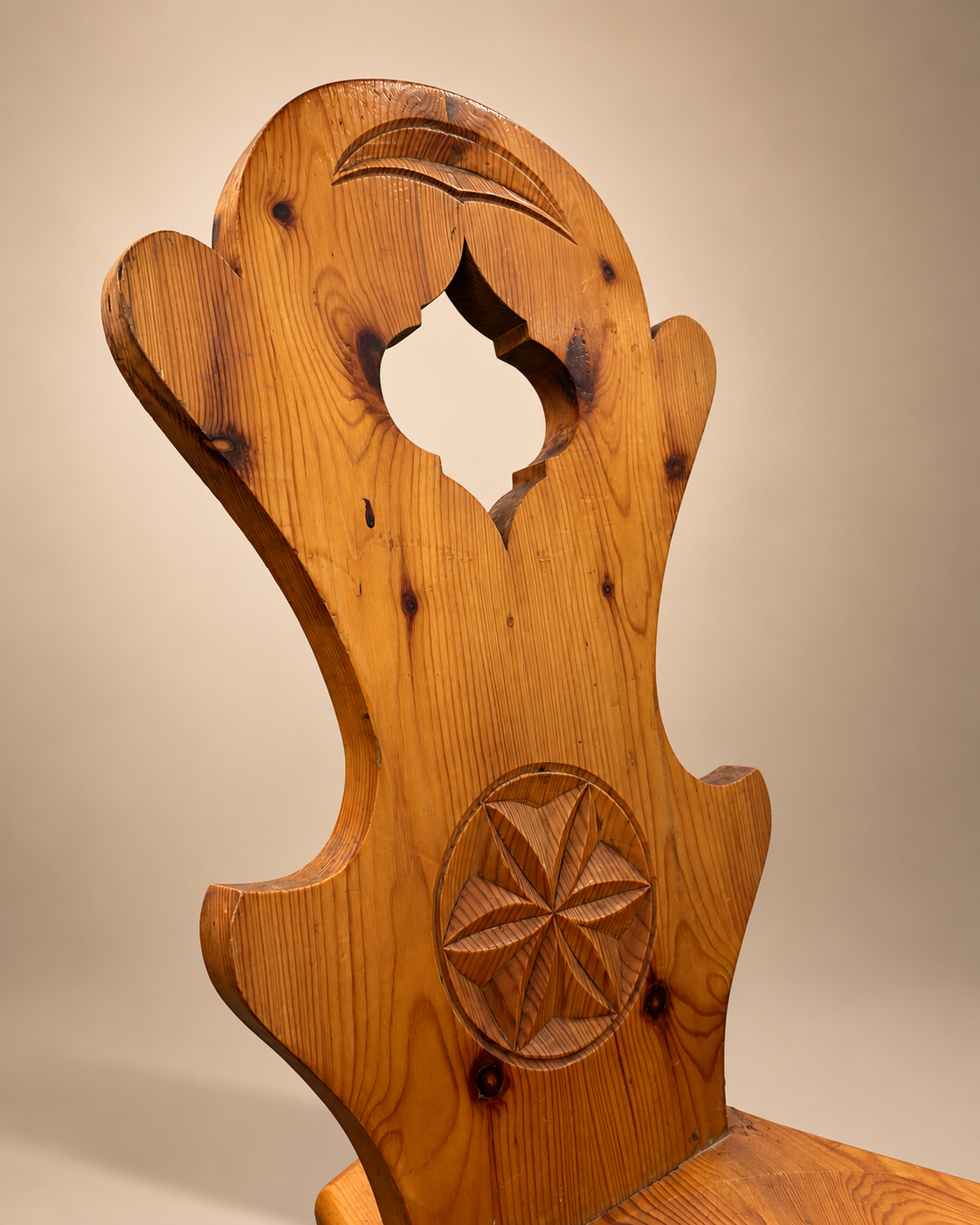 French Brutalist Timber Chair - Two Available