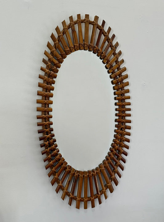 Italian Bamboo Mirror by Olaf Von Bohr for Bonacina