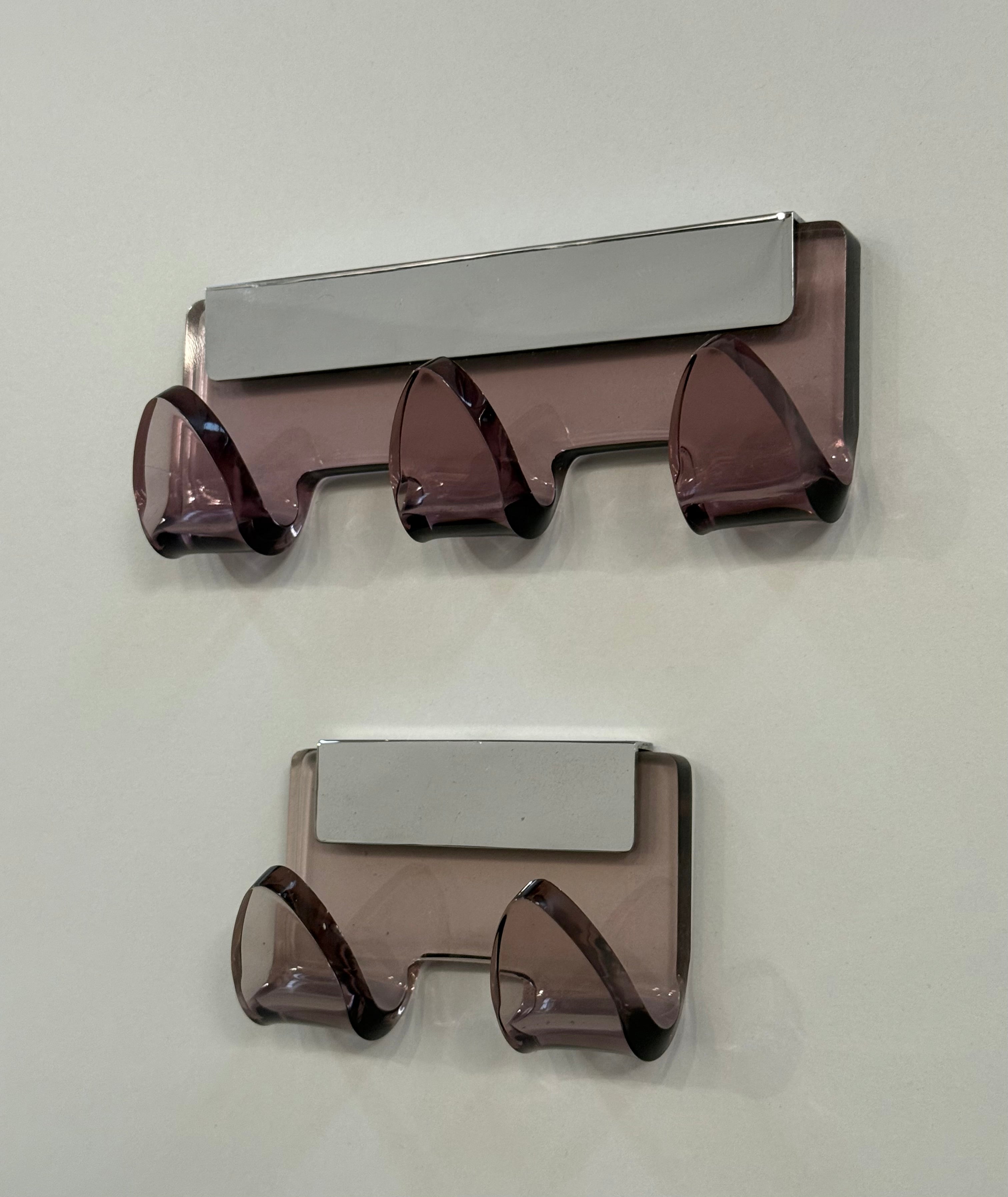 Set of Italian Perspex and Chrome Wall Hooks