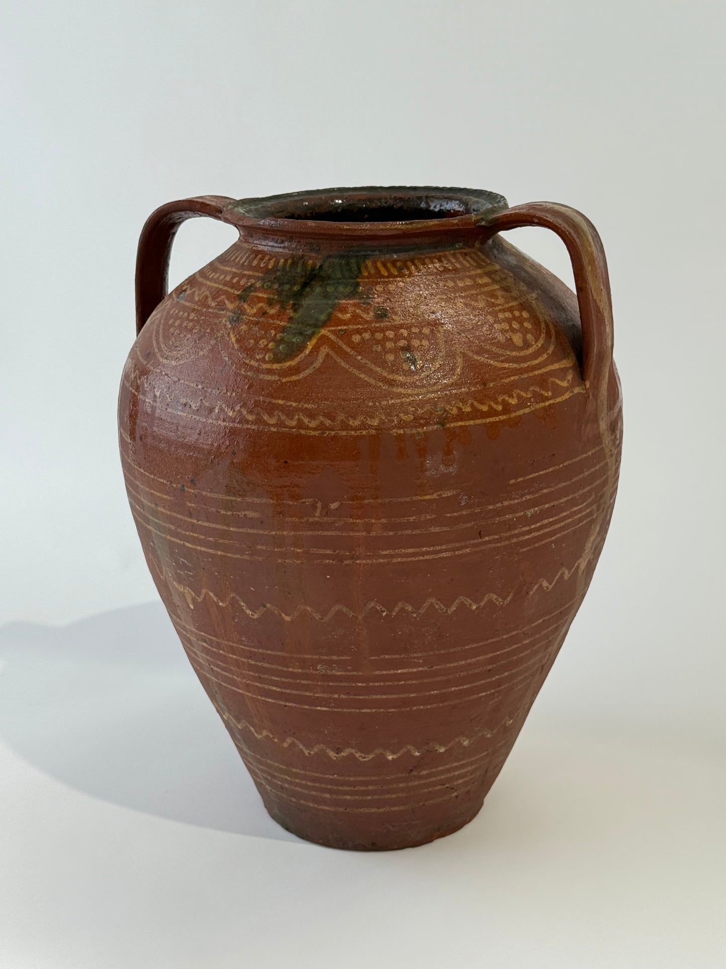 French Hand-painted Terracotta Vase