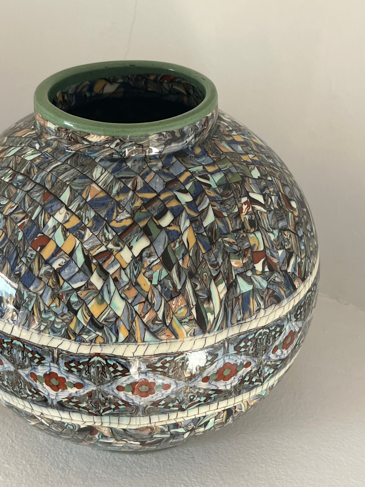 French Ceramic Mosaic Vase by Jean Gerbino, Vallauris