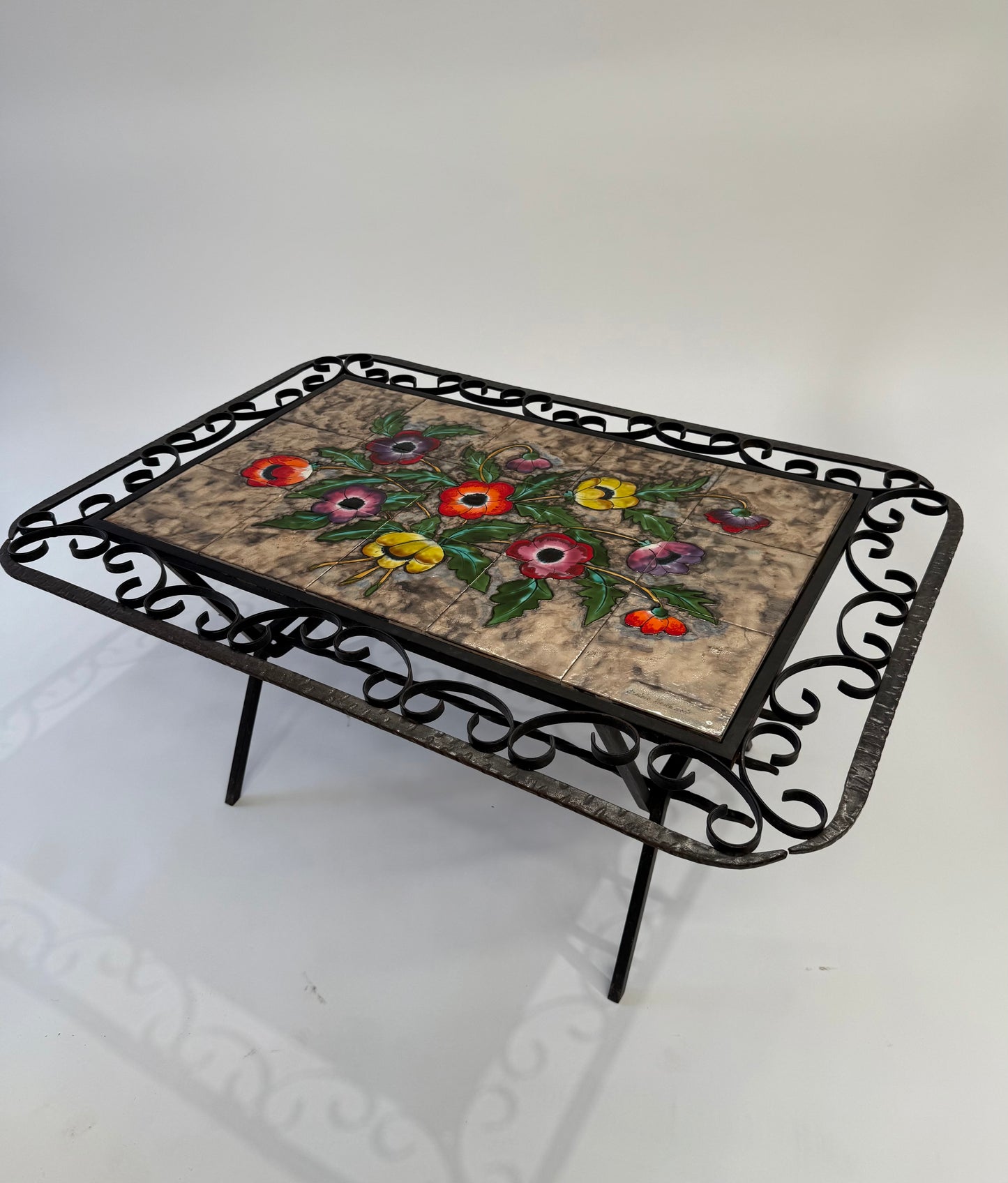 French Wrought Iron Tiled Coffee Table