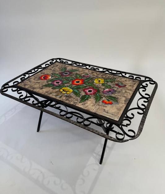 French Wrought Iron Tiled Coffee Table