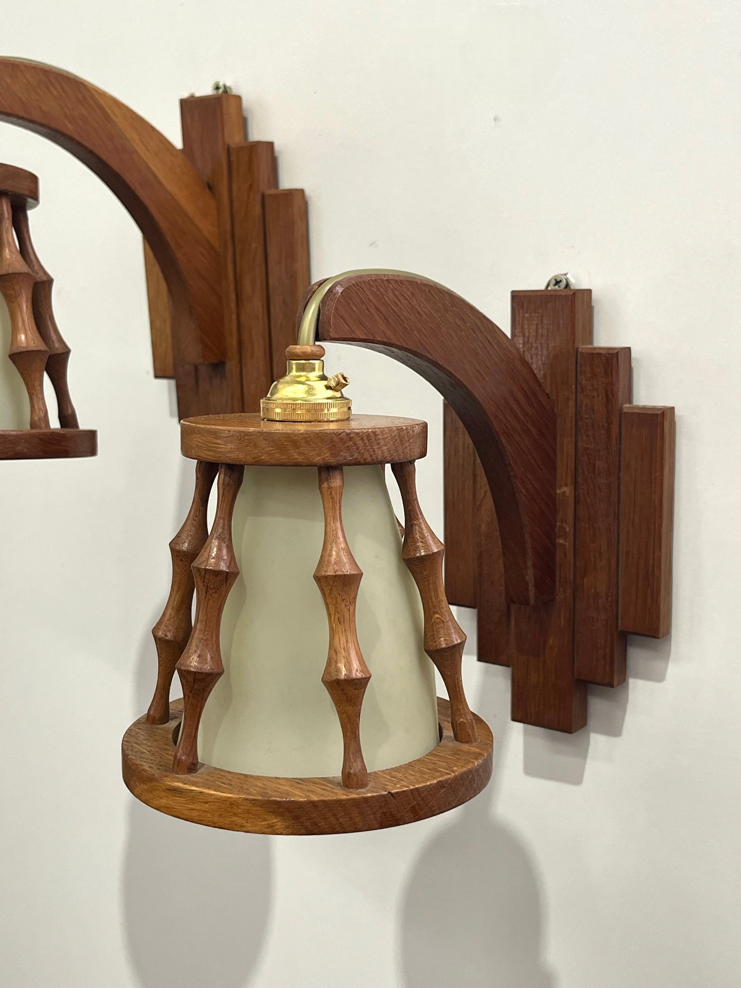 Pair of French Timber Wall Lights