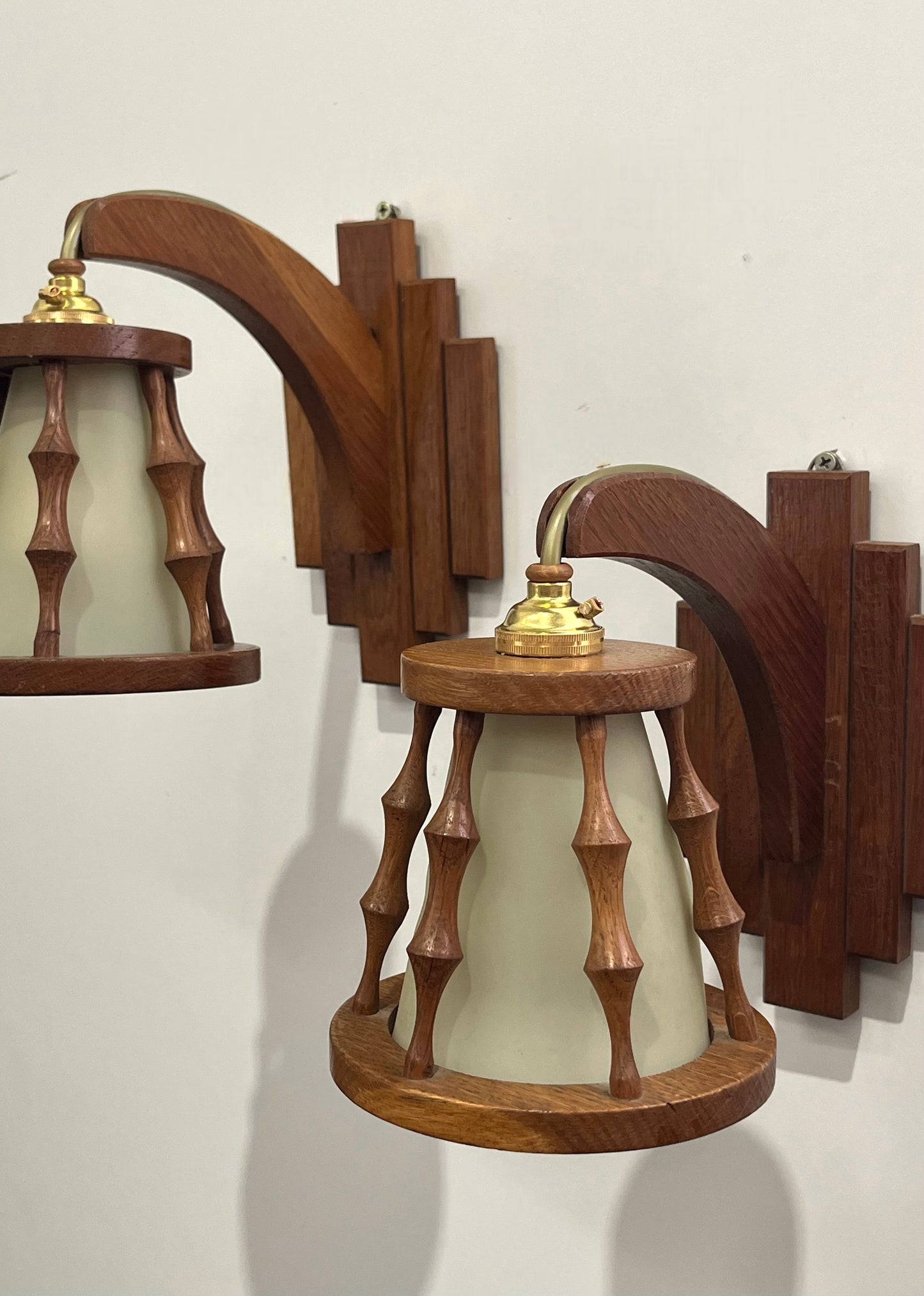 Pair of French Timber Wall Lights