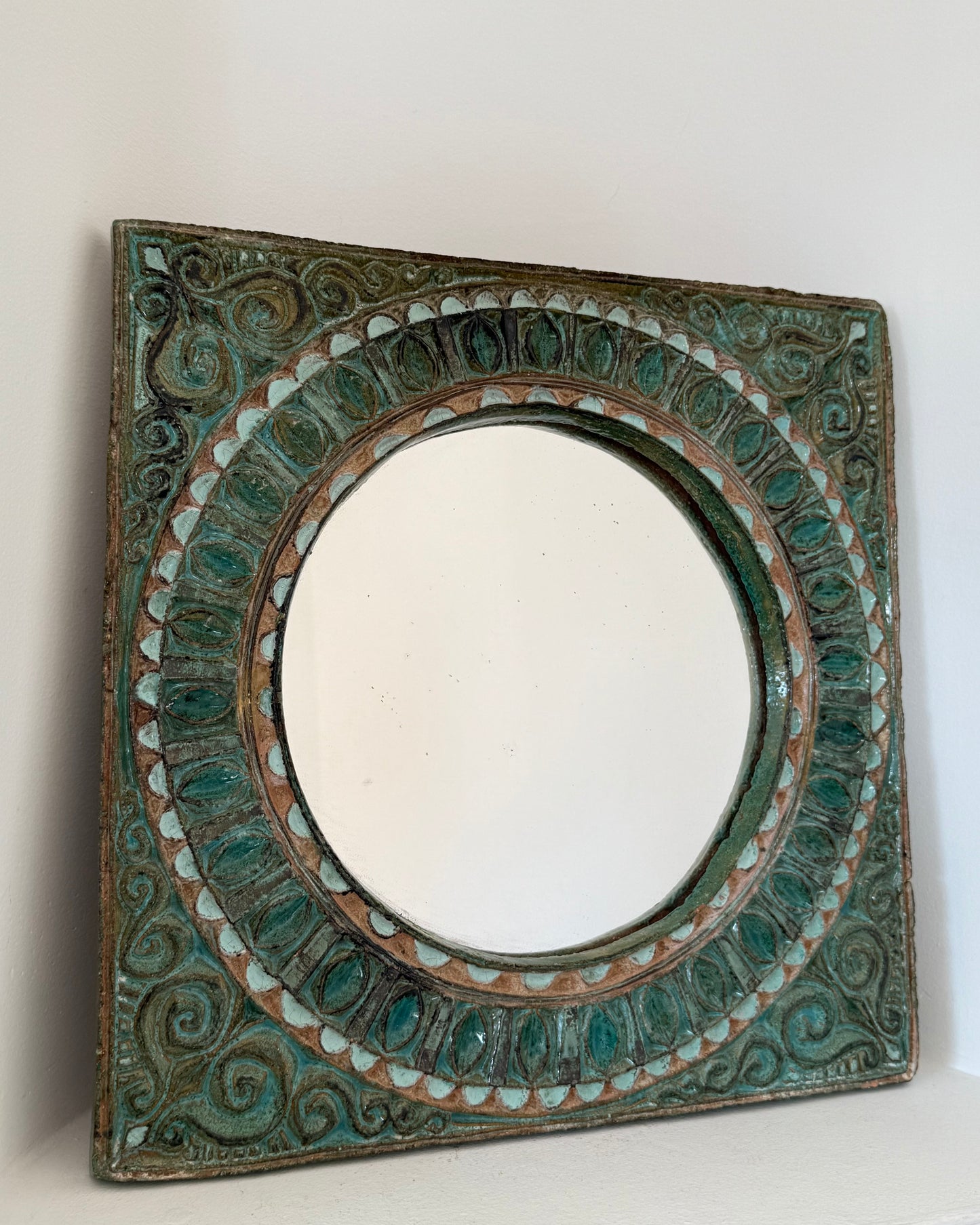Vintage French Ceramic Mirror