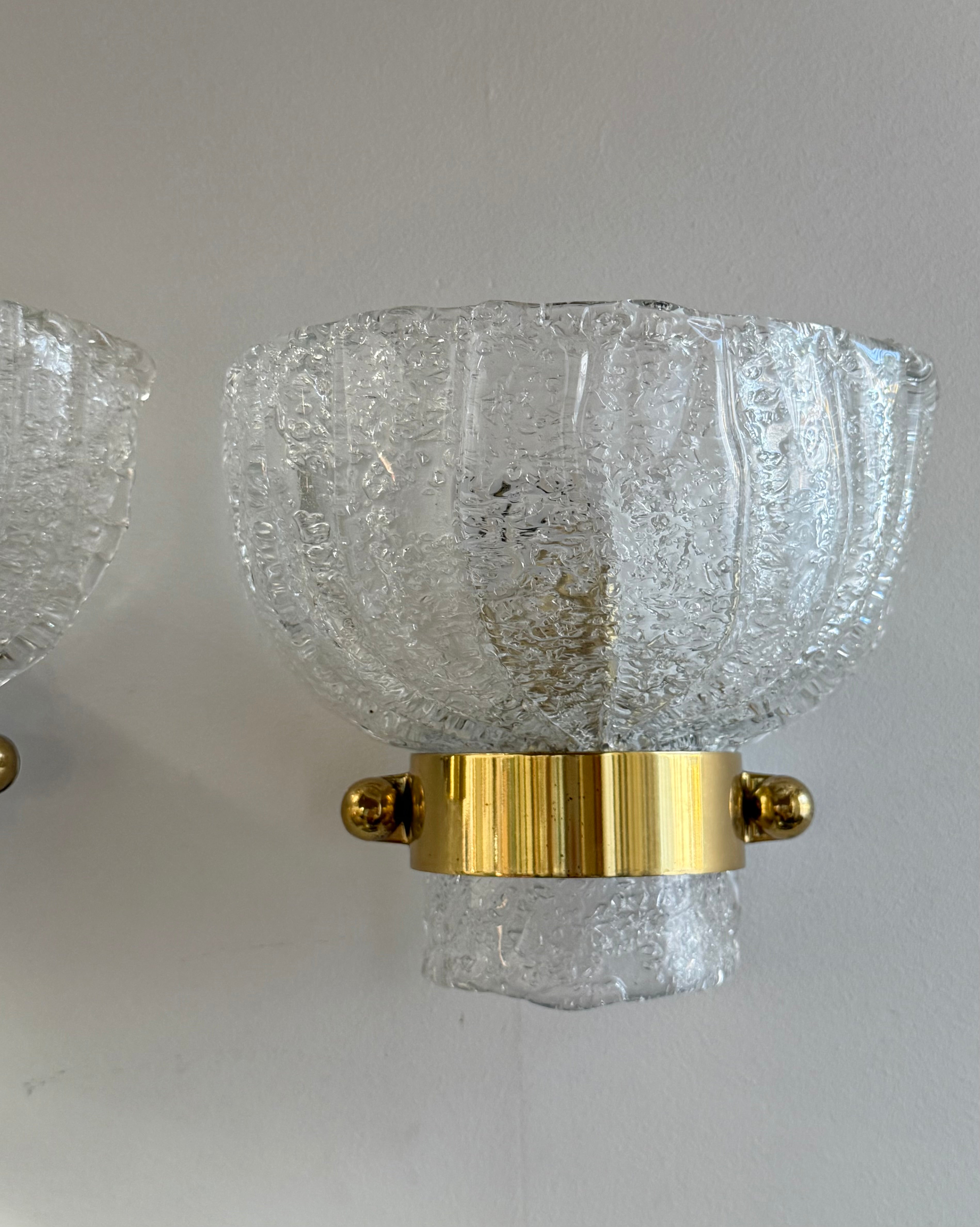 Pair of Murano Glass Wall Lights by Hillebrand