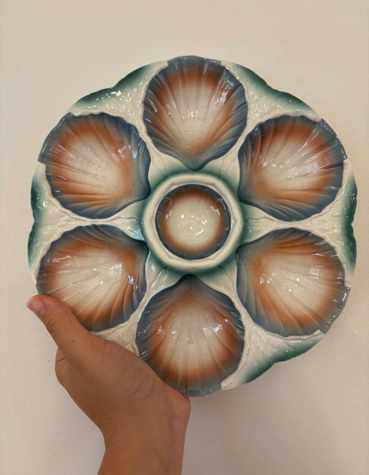 Vintage French Oyster Plate by Sarreguemines - 3 Available