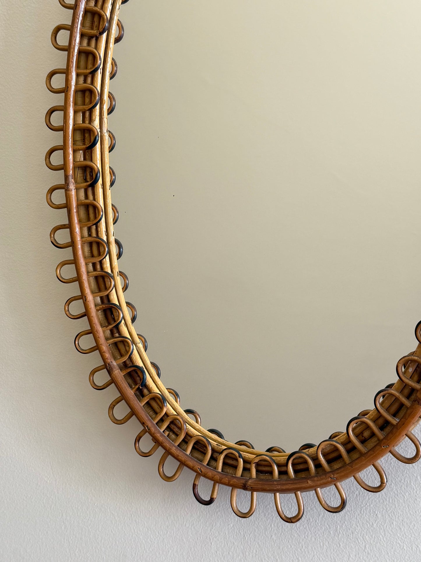 Italian Bamboo Loop Mirror by Bonacina