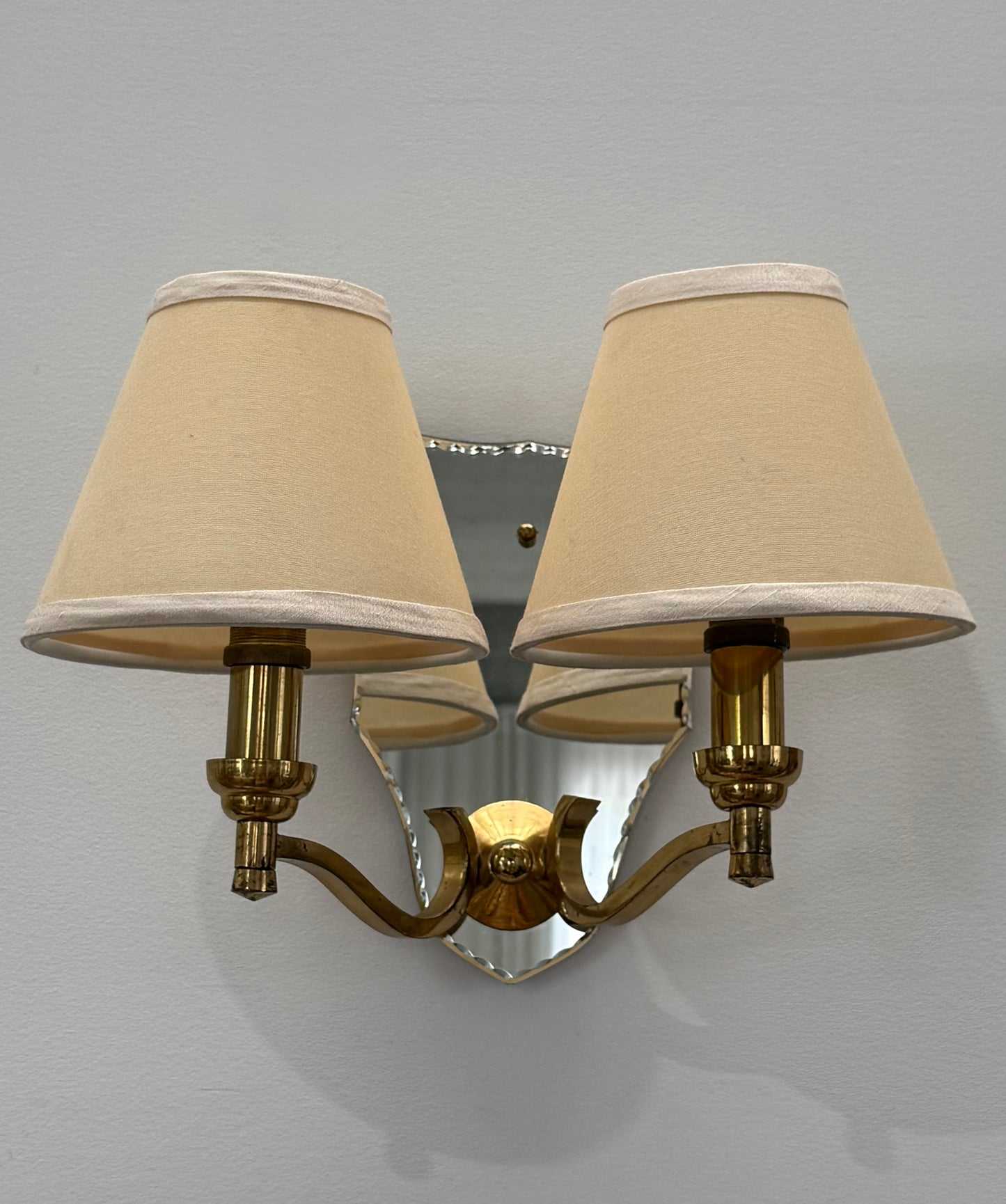 Pair of French Glass Mirrored Wall Lights