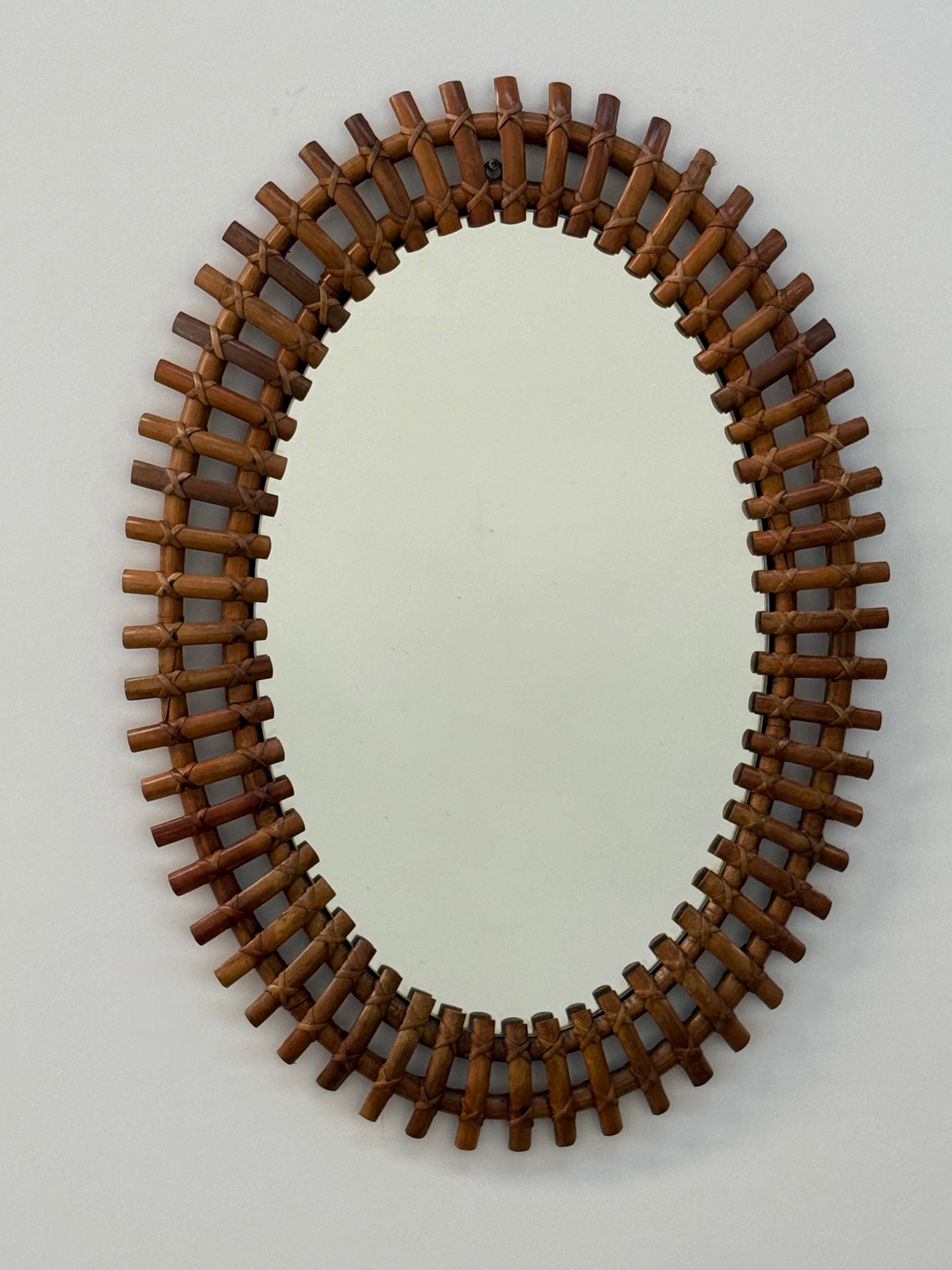 Italian Bamboo Mirror by Olaf Von Bohr for Bonacina