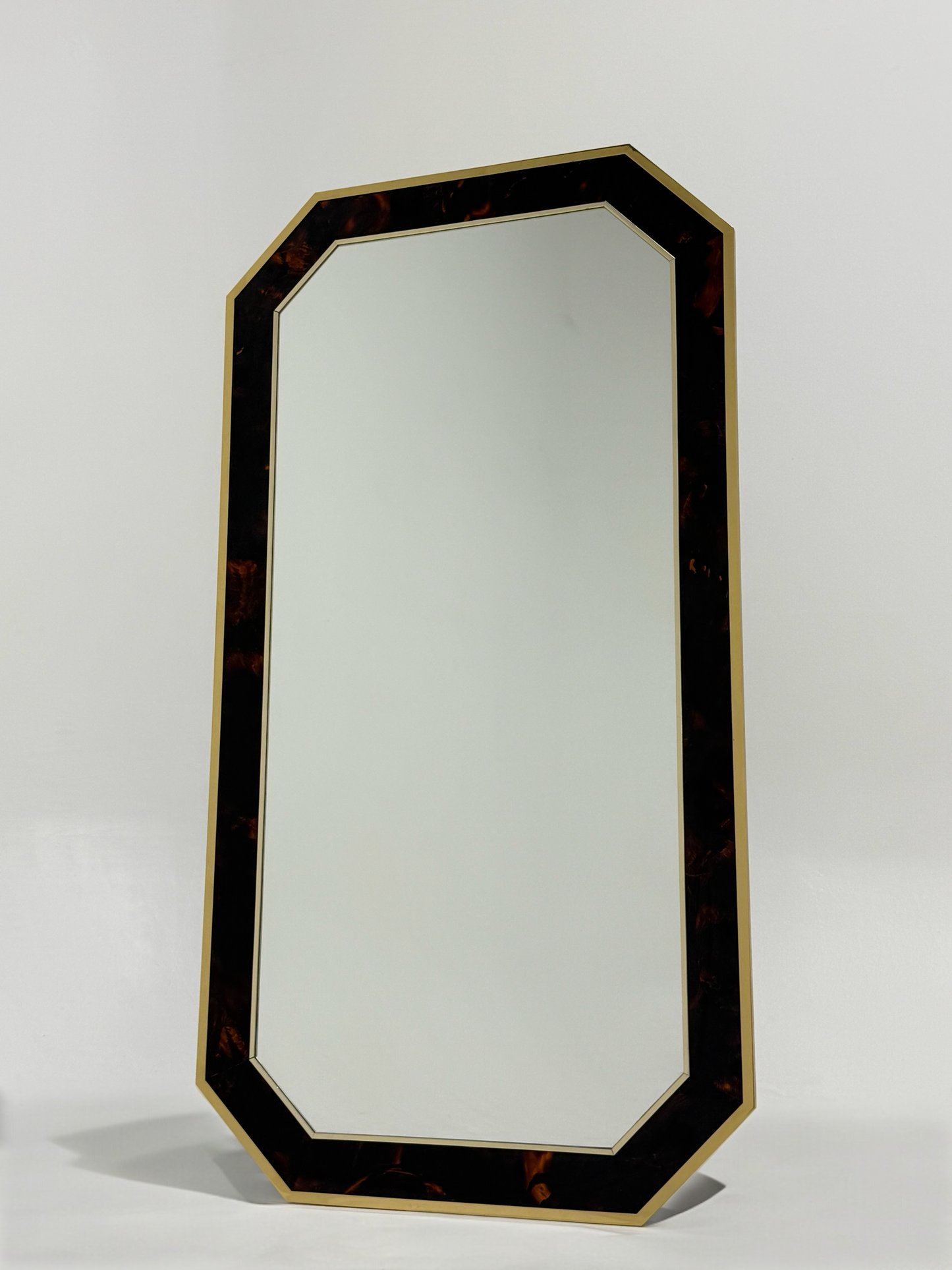 Large French Lacquered Tortoiseshell Mirror