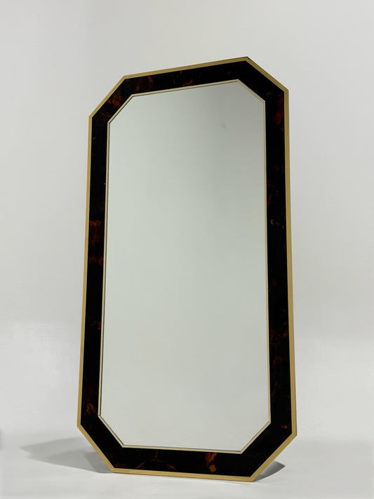 Large French Lacquered Tortoiseshell Mirror
