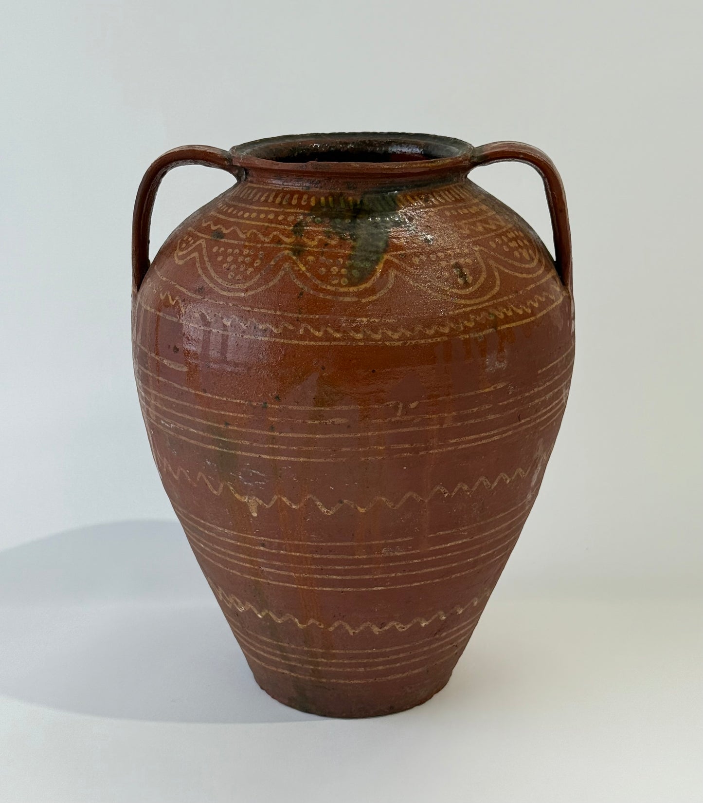 French Hand-painted Terracotta Vase