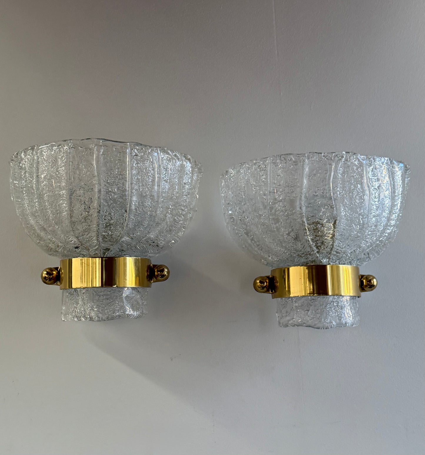 Pair of Murano Glass Wall Lights by Hillebrand