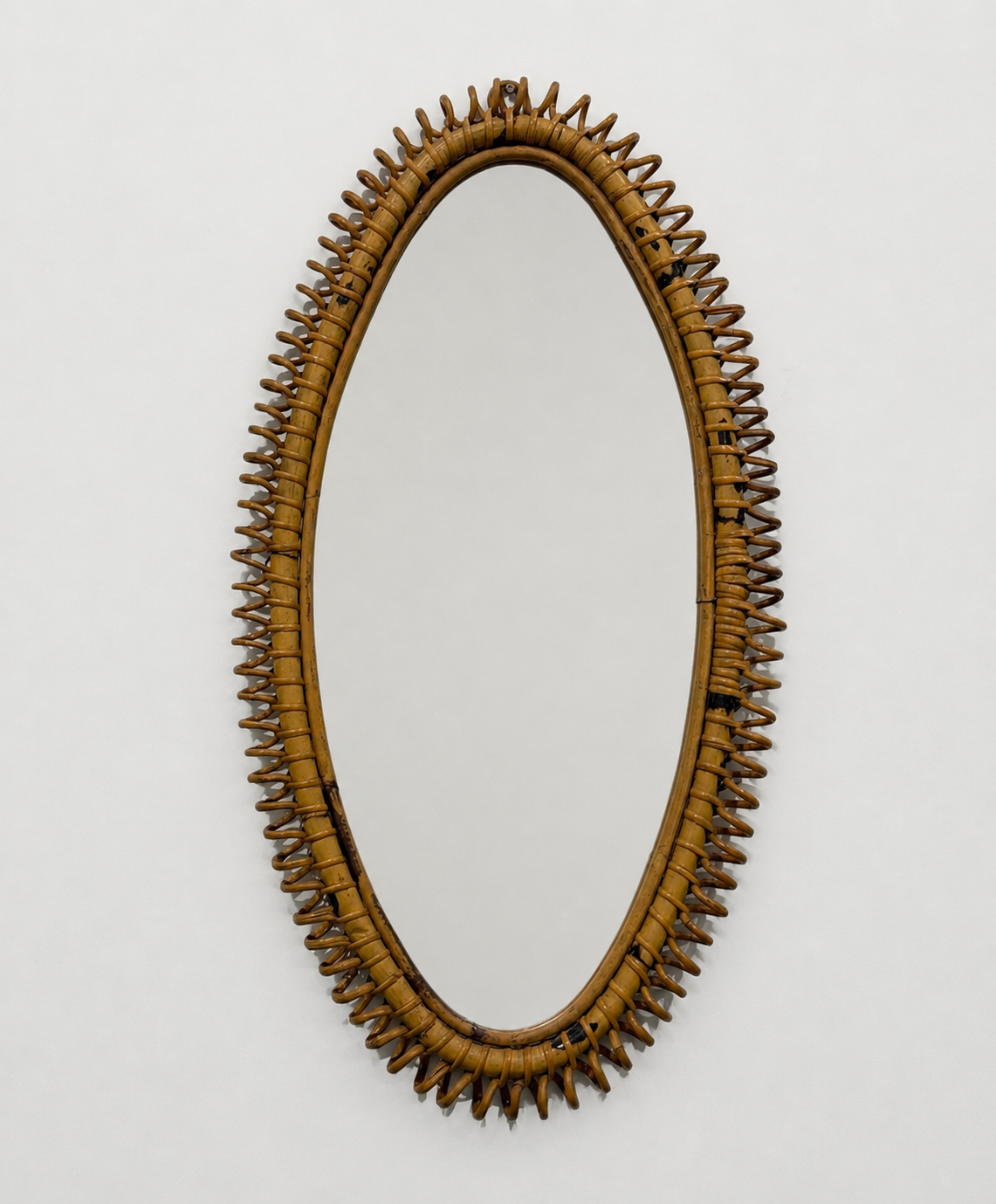 Large Italian Bamboo Mirror by Franco Albini