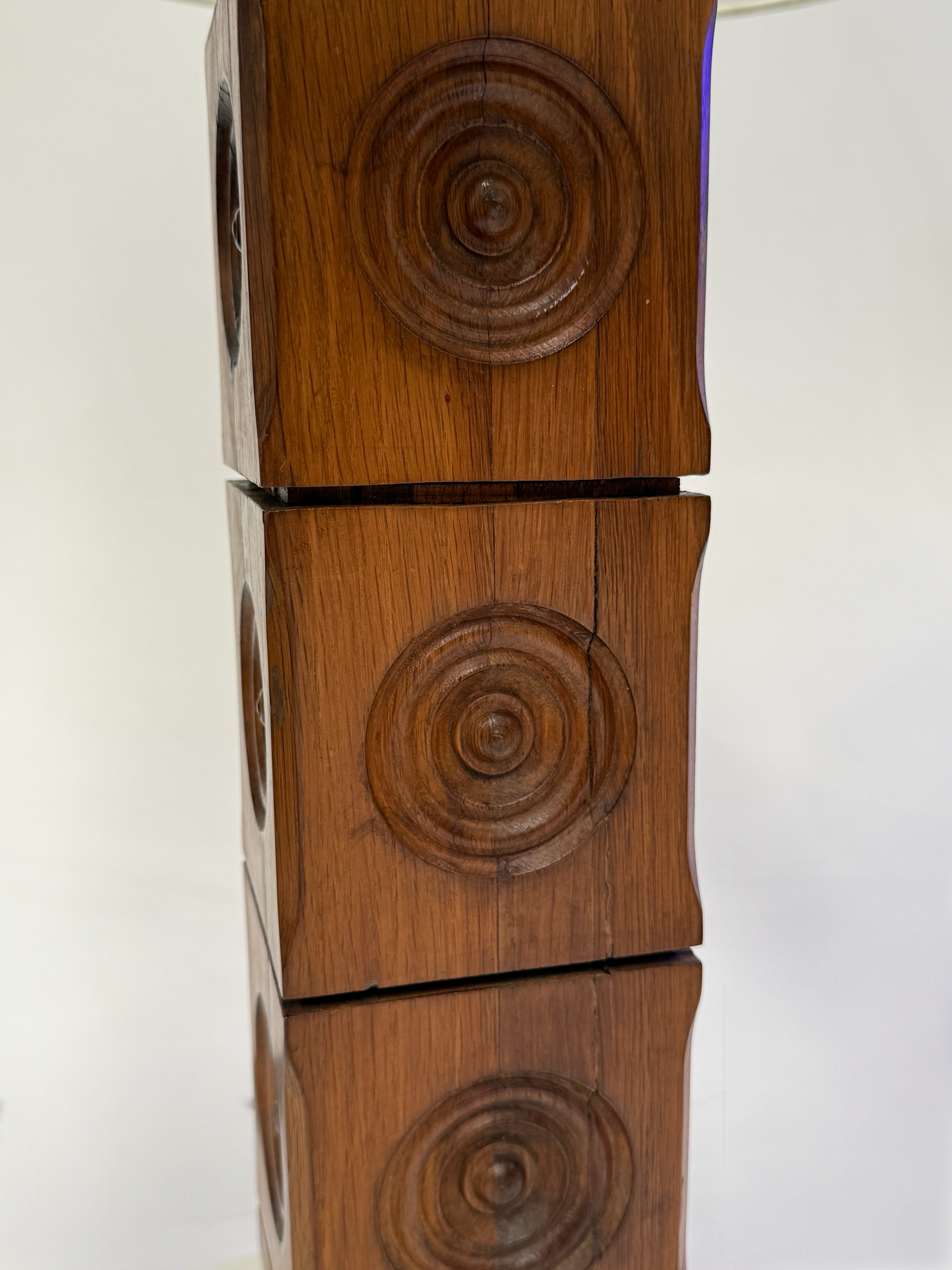 Vintage Carved Timber Table Lamps - Two Available