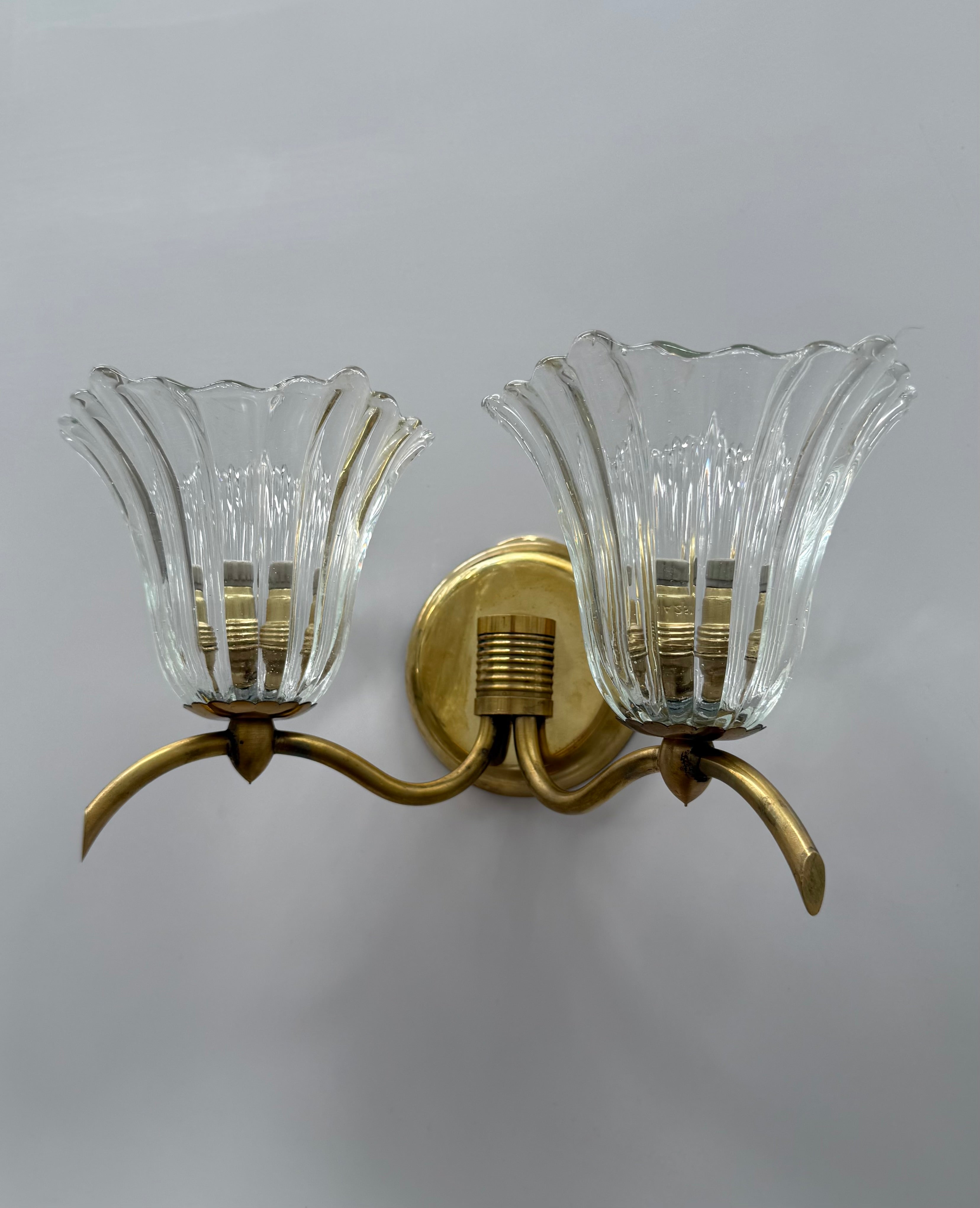 Double Bowl Murano Wall Light by Barovier - Two Available