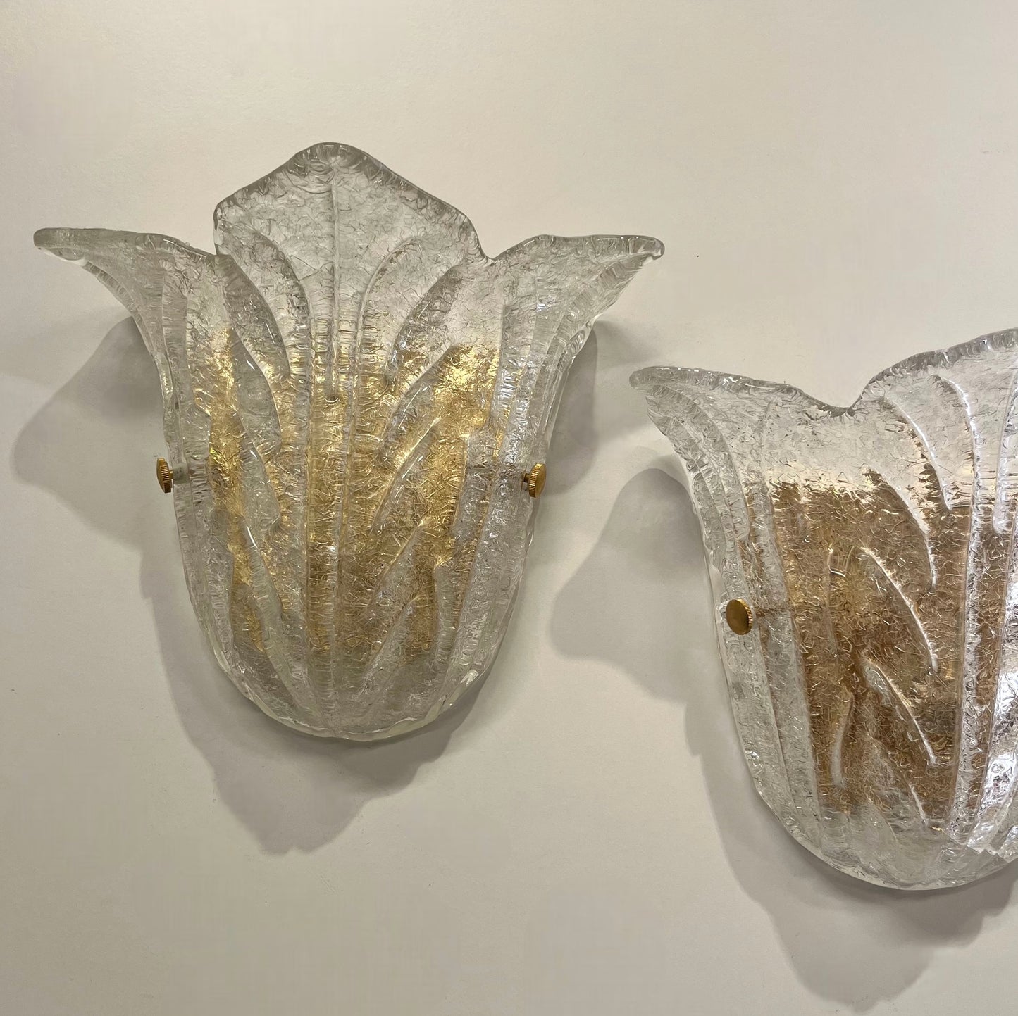 Pair of Murano Glass Tulip Wall Lights