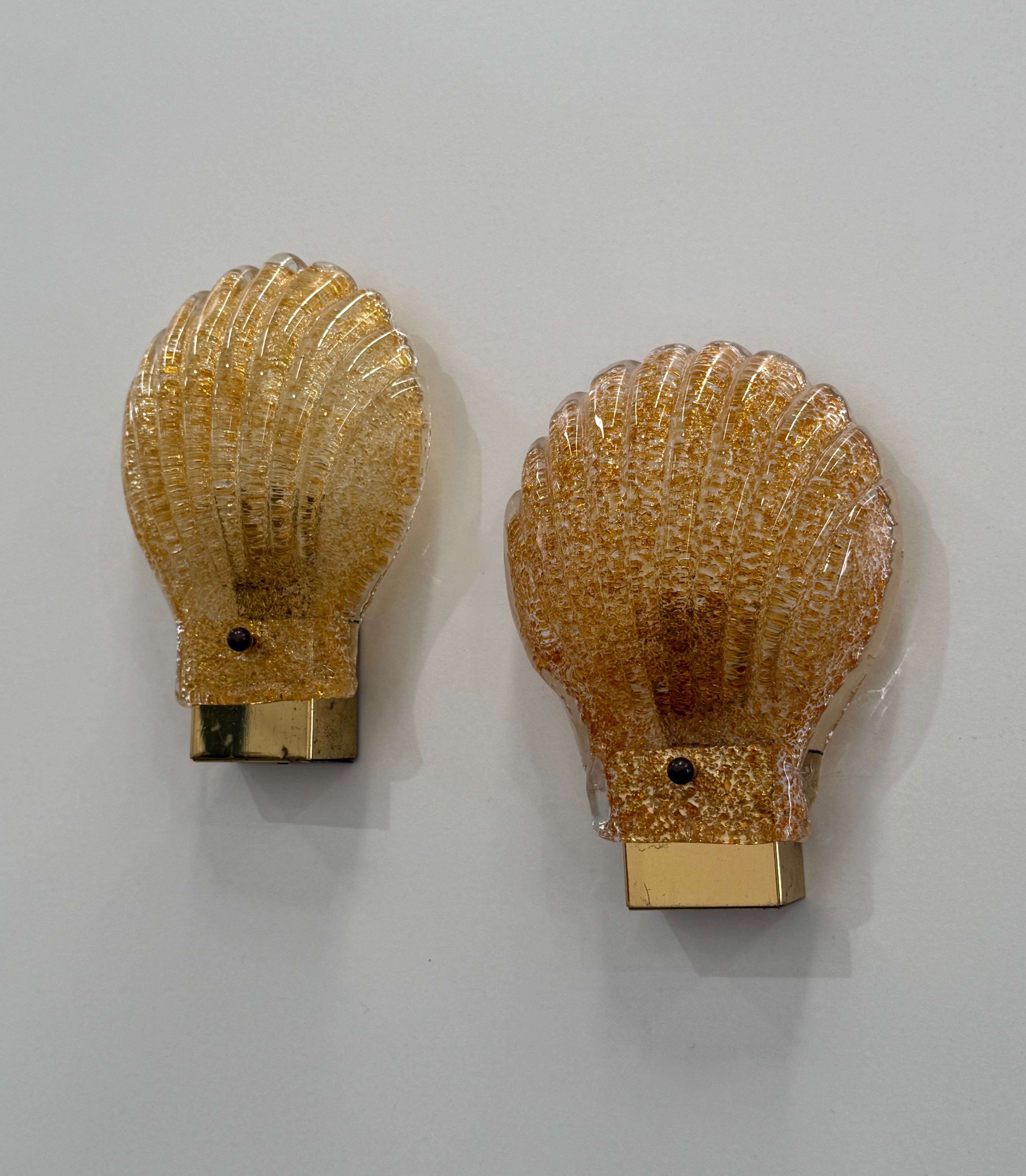 Murano Glass Shell Wall Light - Two Available