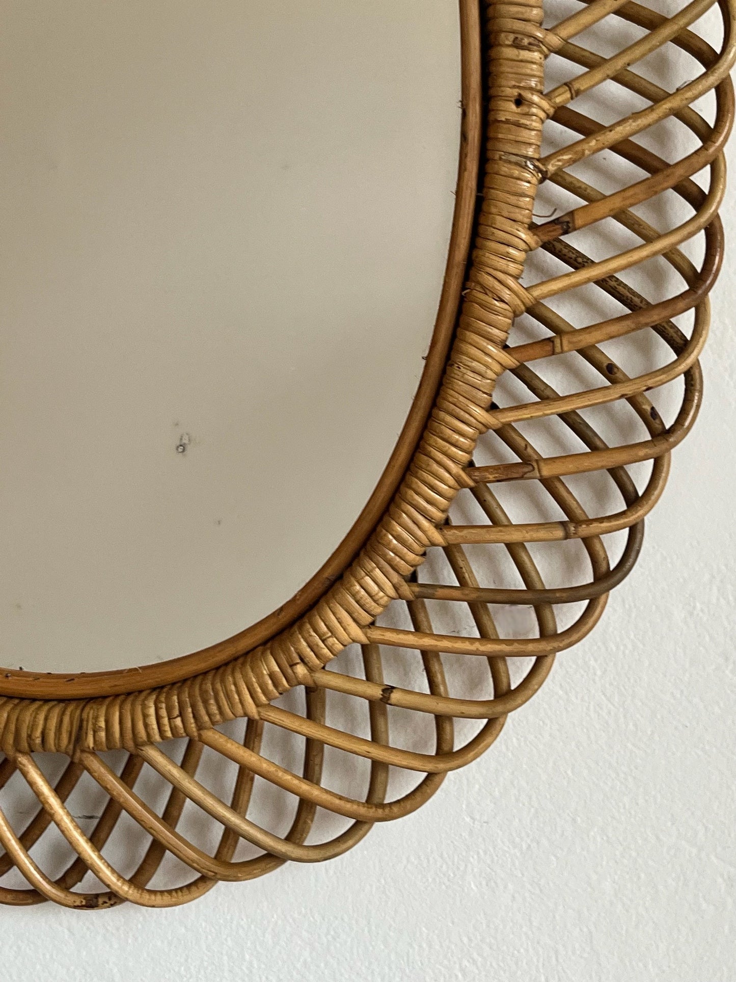 Vintage Italian Bamboo Mirror by Bonacina