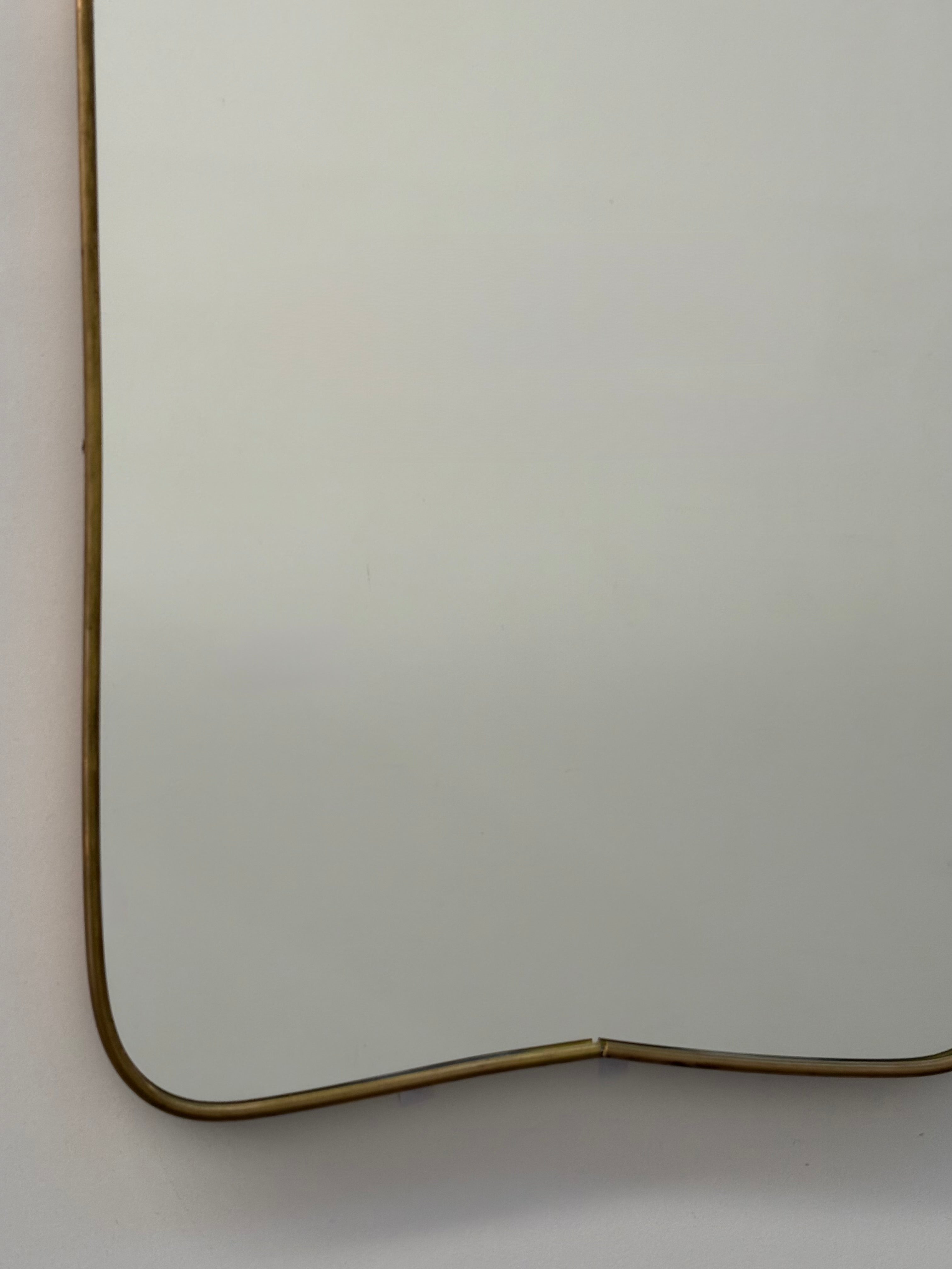 Vintage Italian Brass Shield Mirror