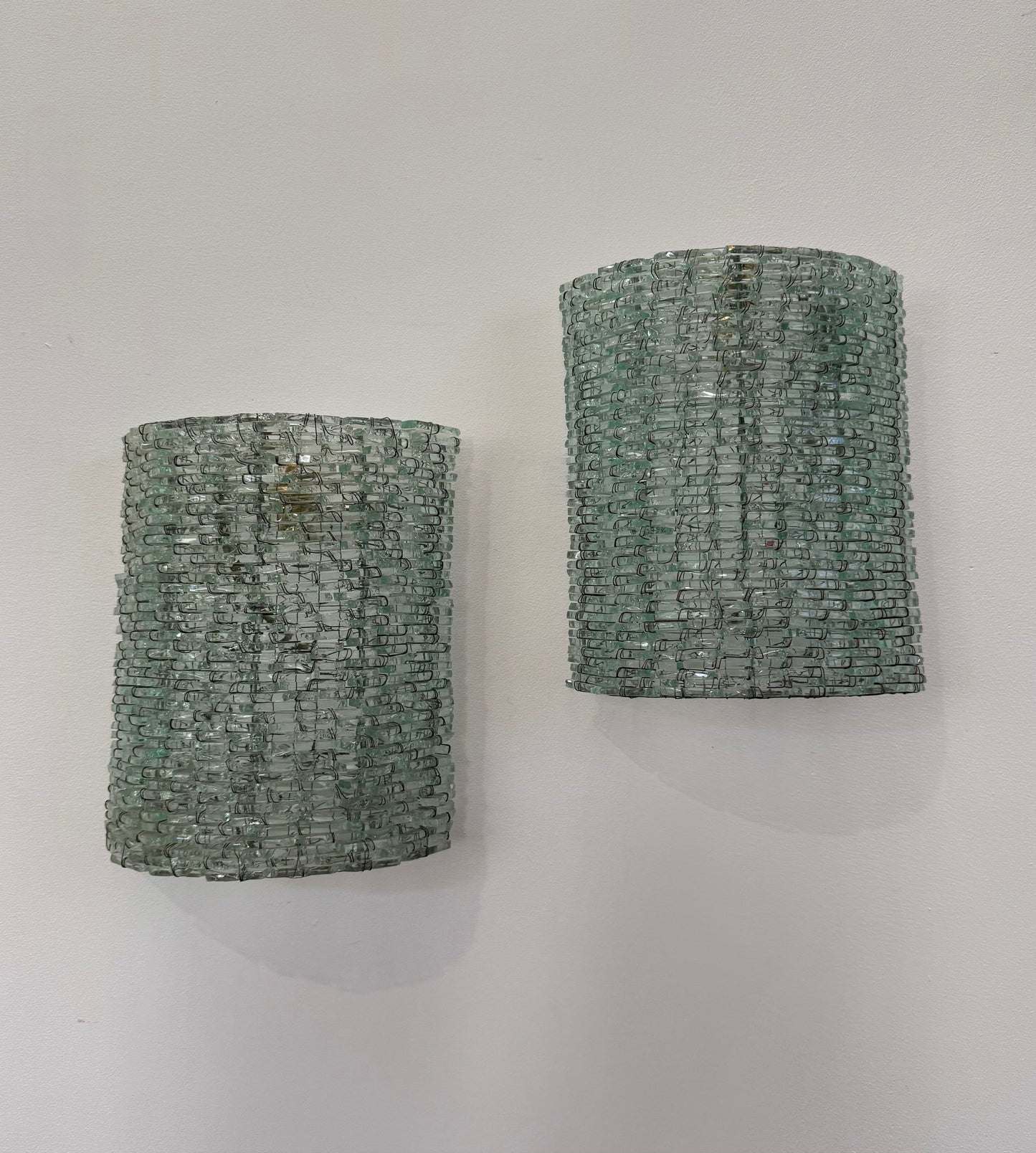 Pair of Vintage Italian Segmented Glass Wall Lights