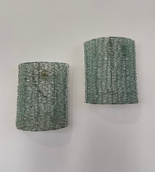 Pair of Vintage Italian Segmented Glass Wall Lights
