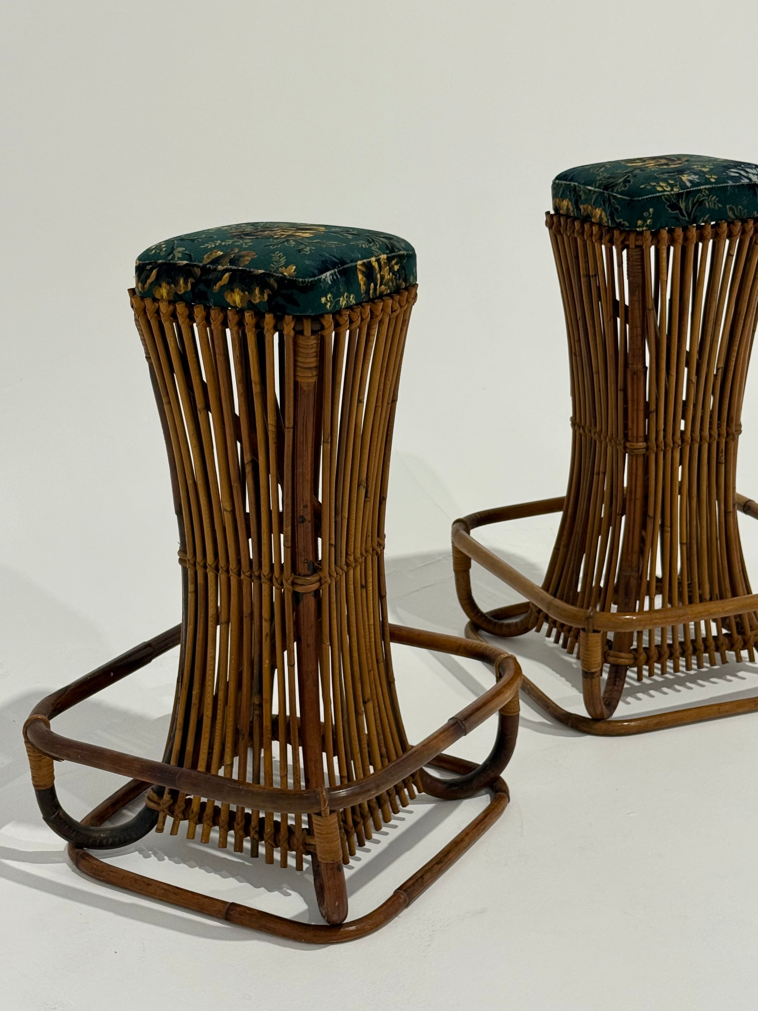 Italian Bamboo Bar Stool by Bonacina - Two Available