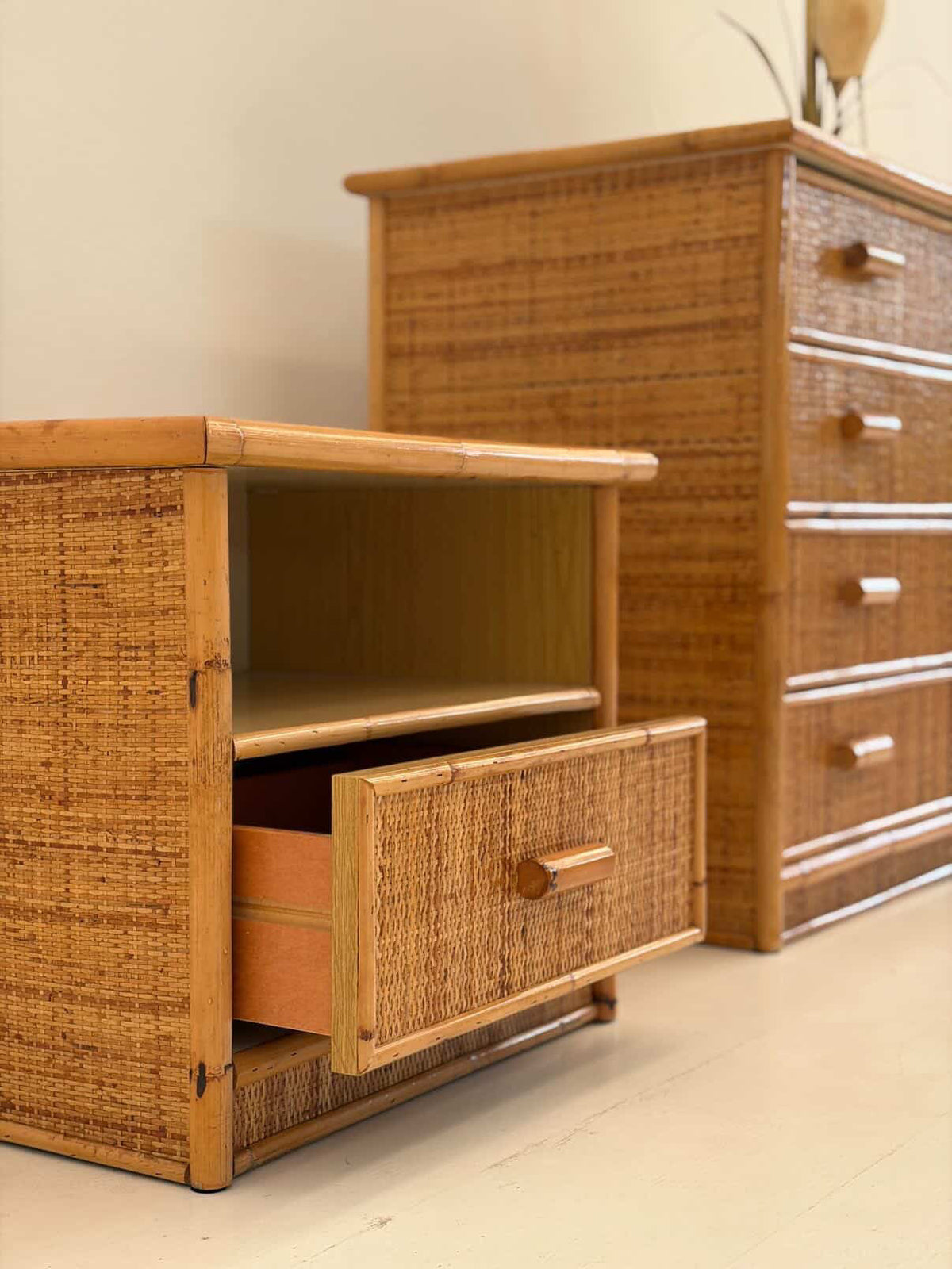PRE-ORDER: Pair of Italian Bamboo Bedsides by Dal Vera