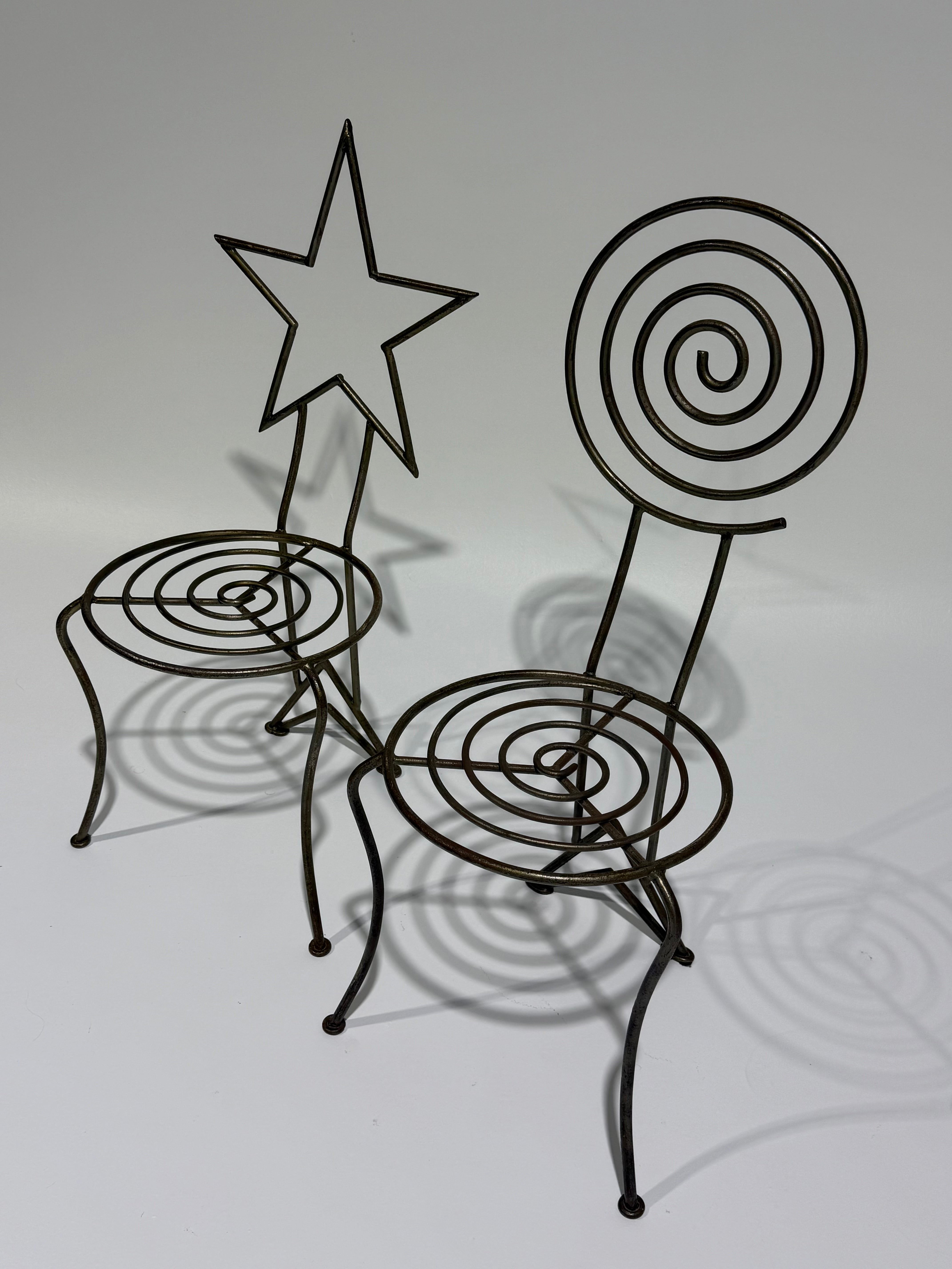 Pair of French Metal Decorative Chairs
