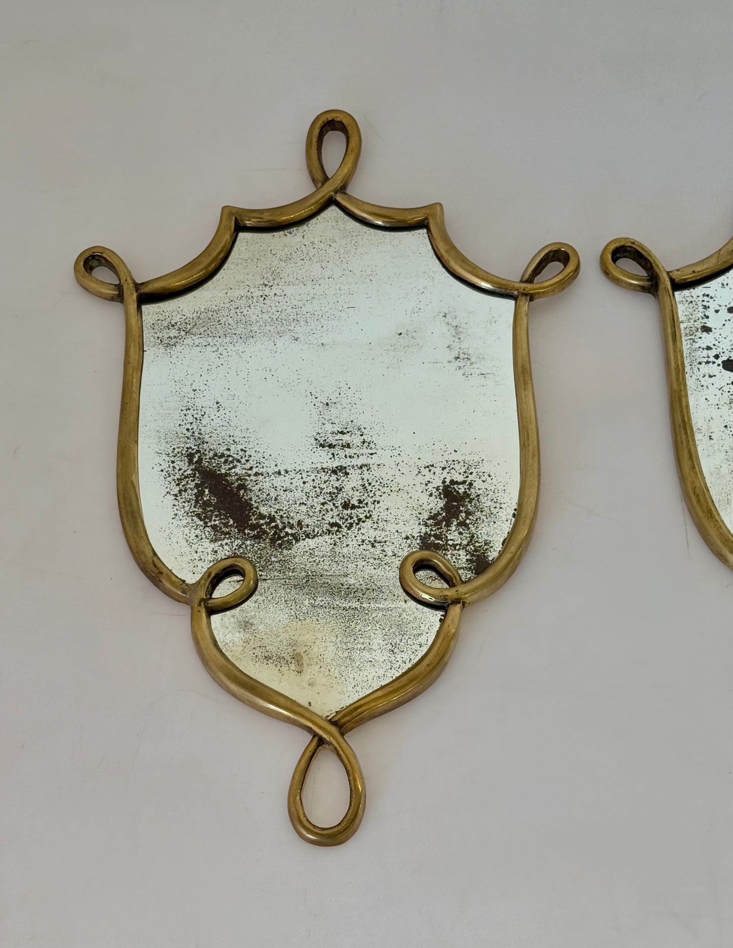 Vintage Italian Brass Ponti Style Mirror - One Available