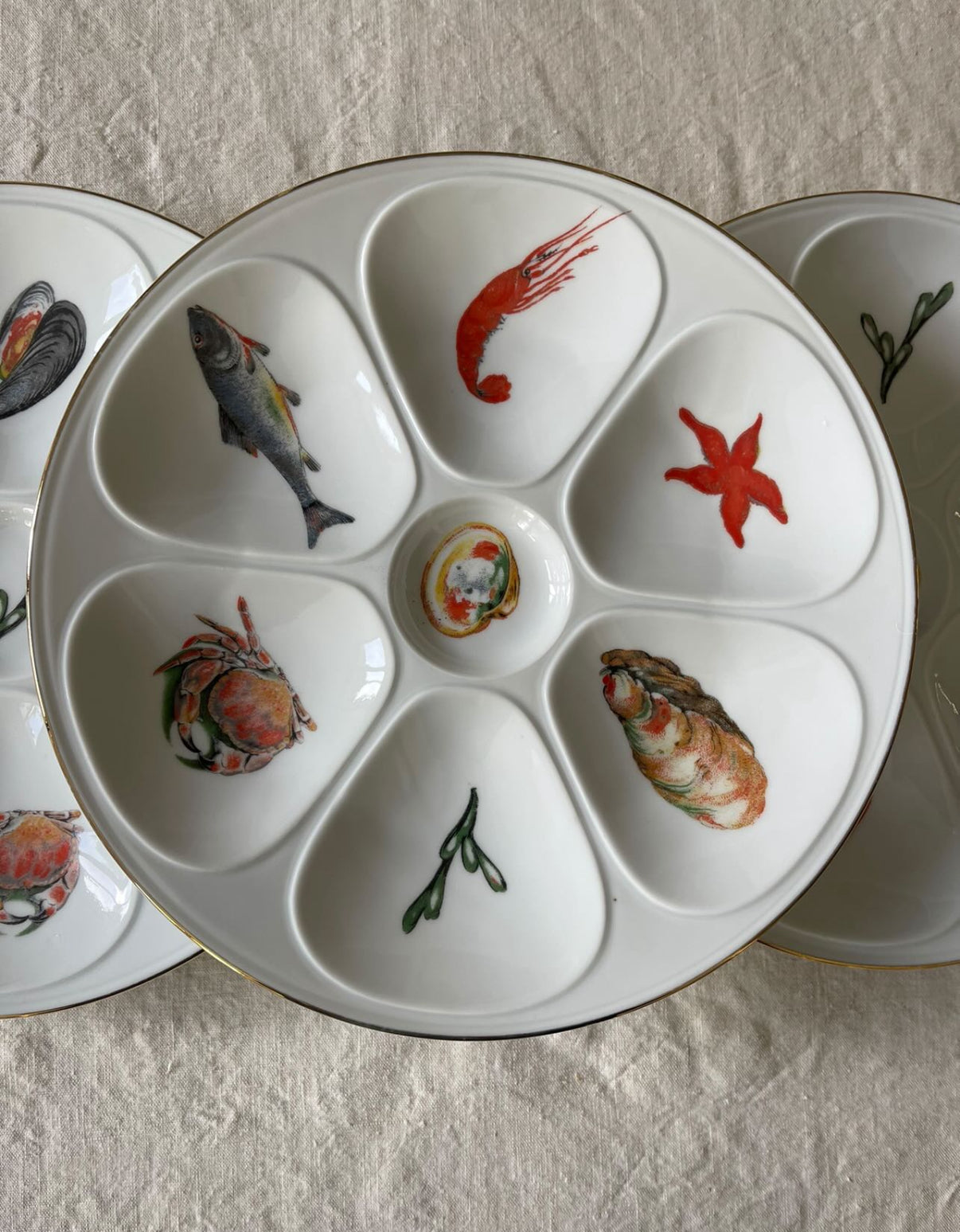 Vintage French Porcelain Oyster Plates - 2 Available