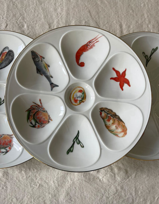 Vintage French Porcelain Oyster Plates - 2 Available