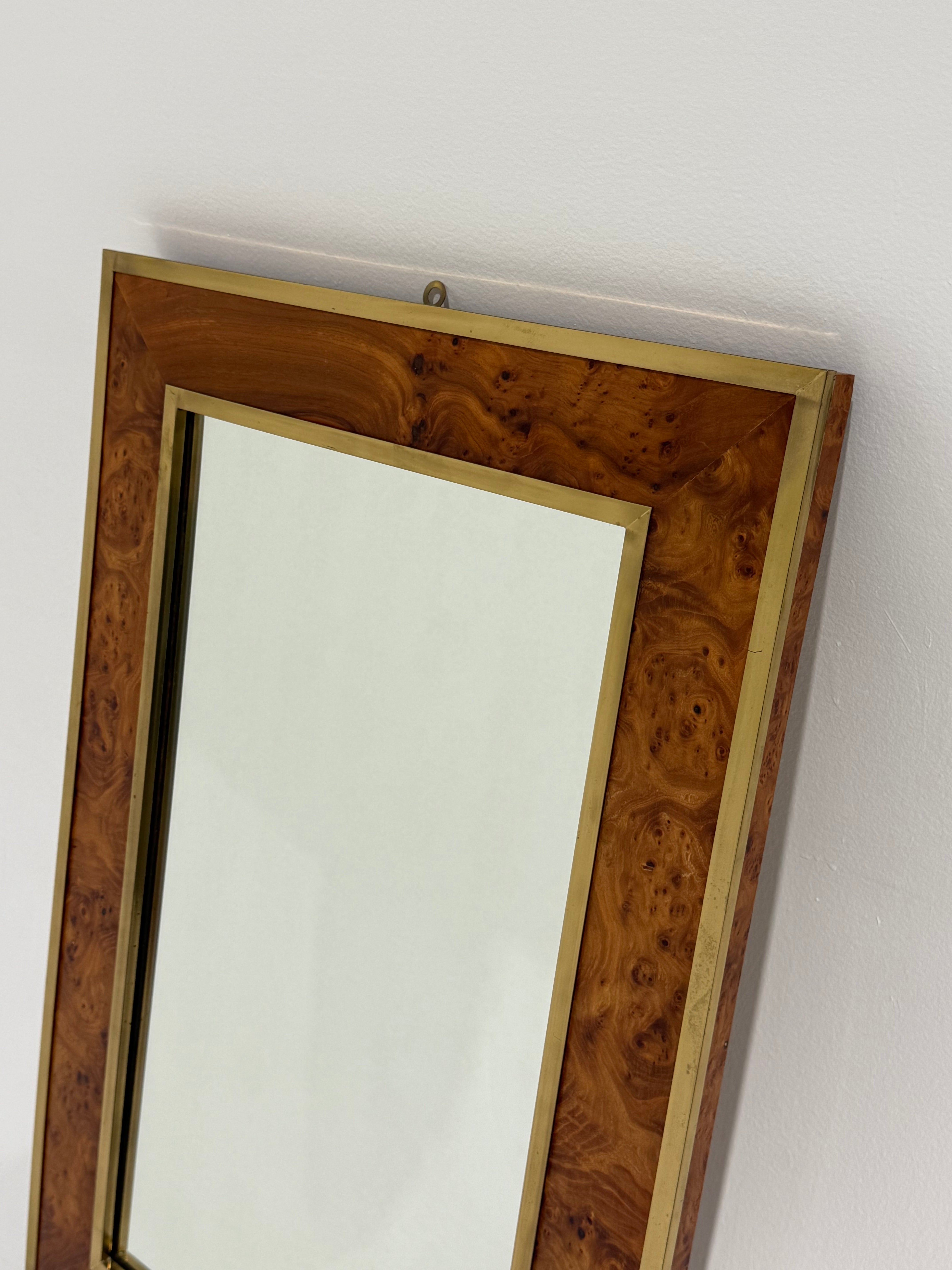 Italian Briar Wood & Brass  Mirror