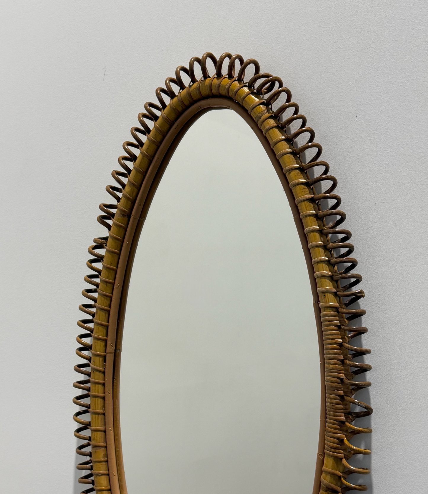 Large Italian Bamboo Mirror by Franco Albini
