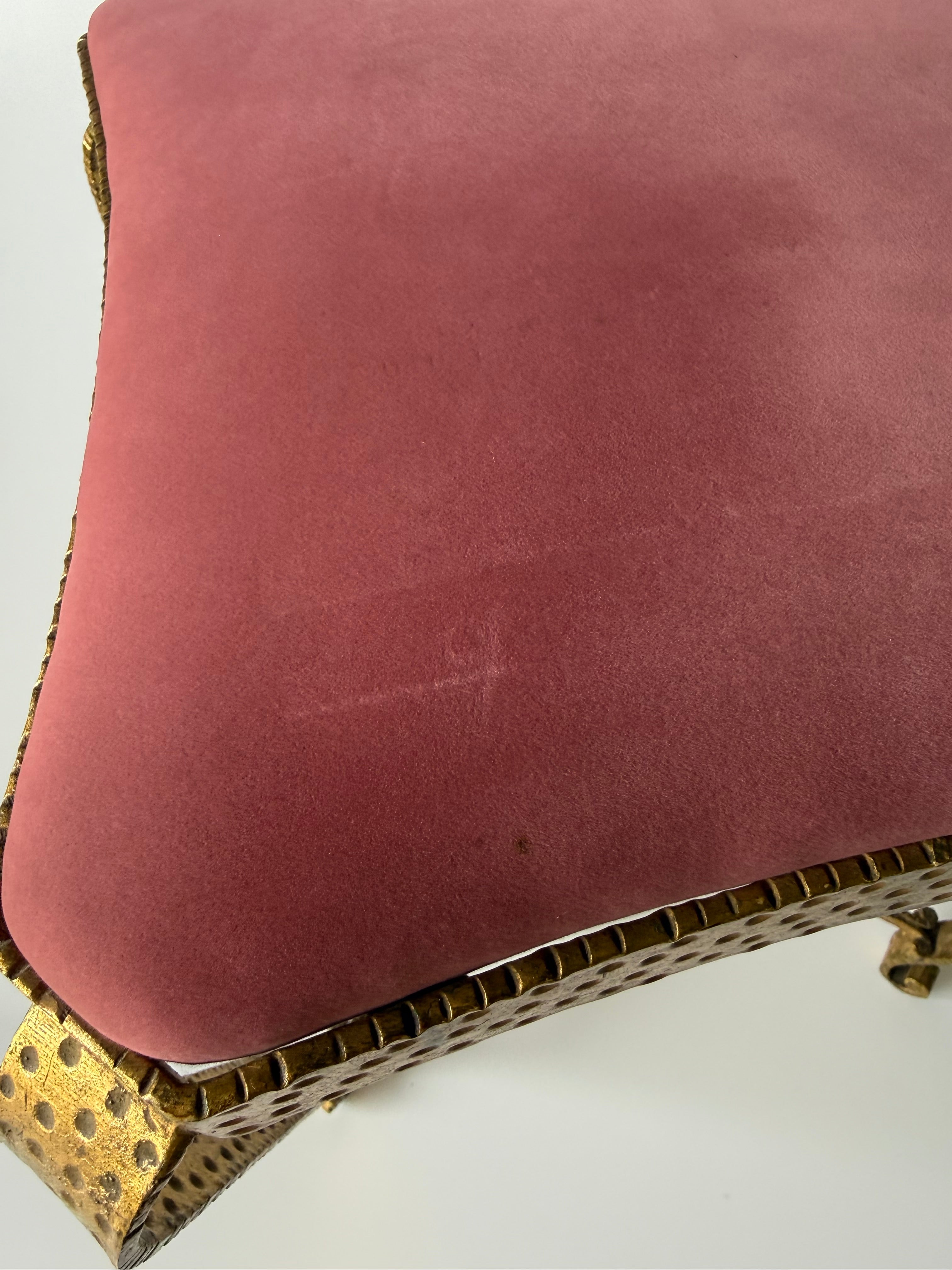 PRE-ORDER: Gilded Iron Stool by Pierluigi Colli - Two Available