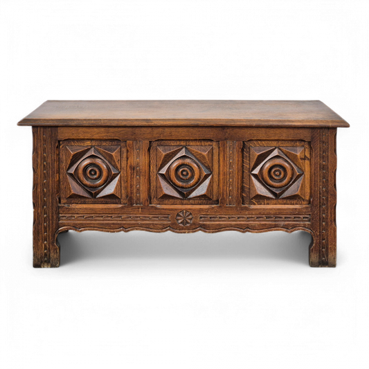 PRE ORDER: Vintage French Oak Chest by Charles Dudouyt