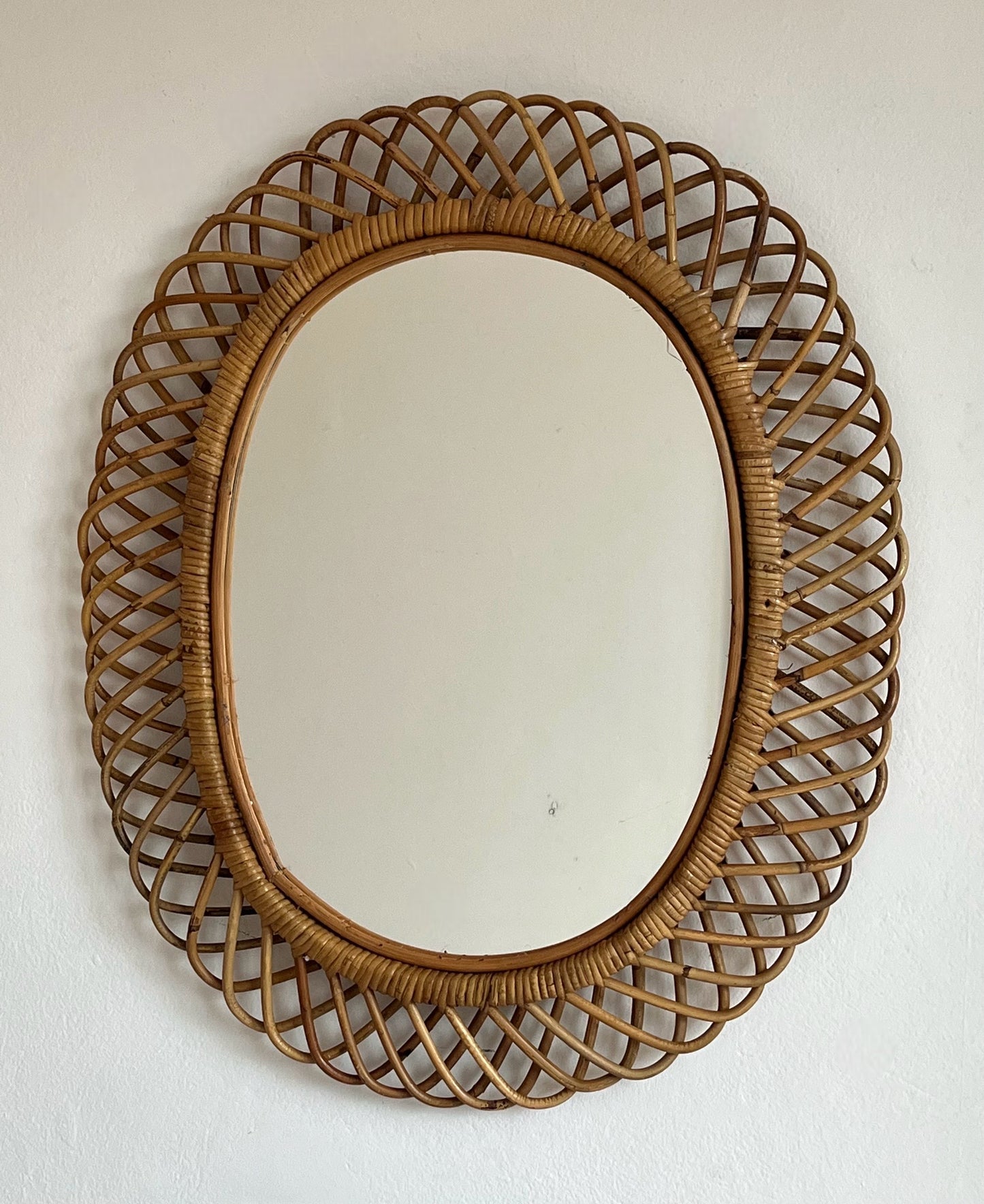 Vintage Italian Bamboo Mirror by Bonacina