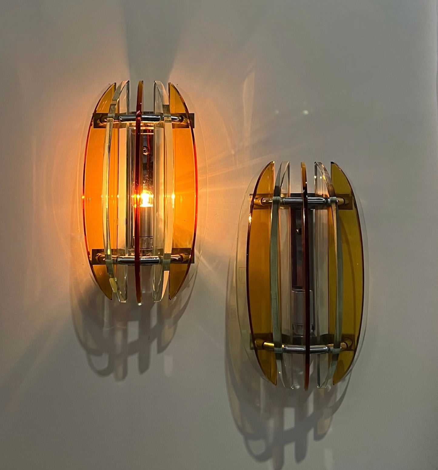 Pair of Murano Glass Wall Lights by VECA