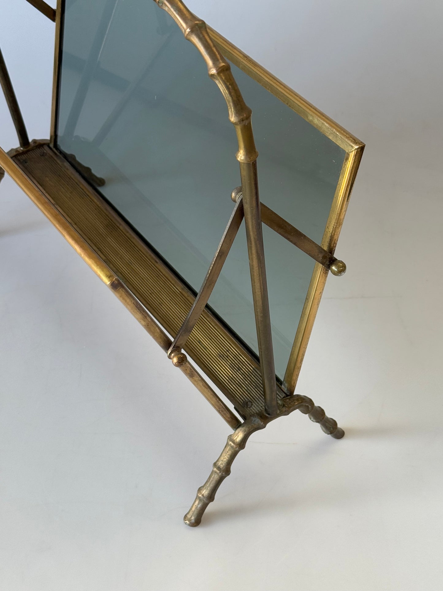 Brass Faux-Bamboo Magazine Rack by
Maison Baguès