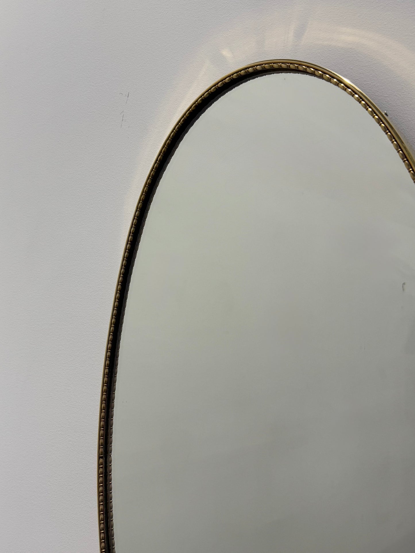 Vintage Italian Oval Brass Mirror with Beading