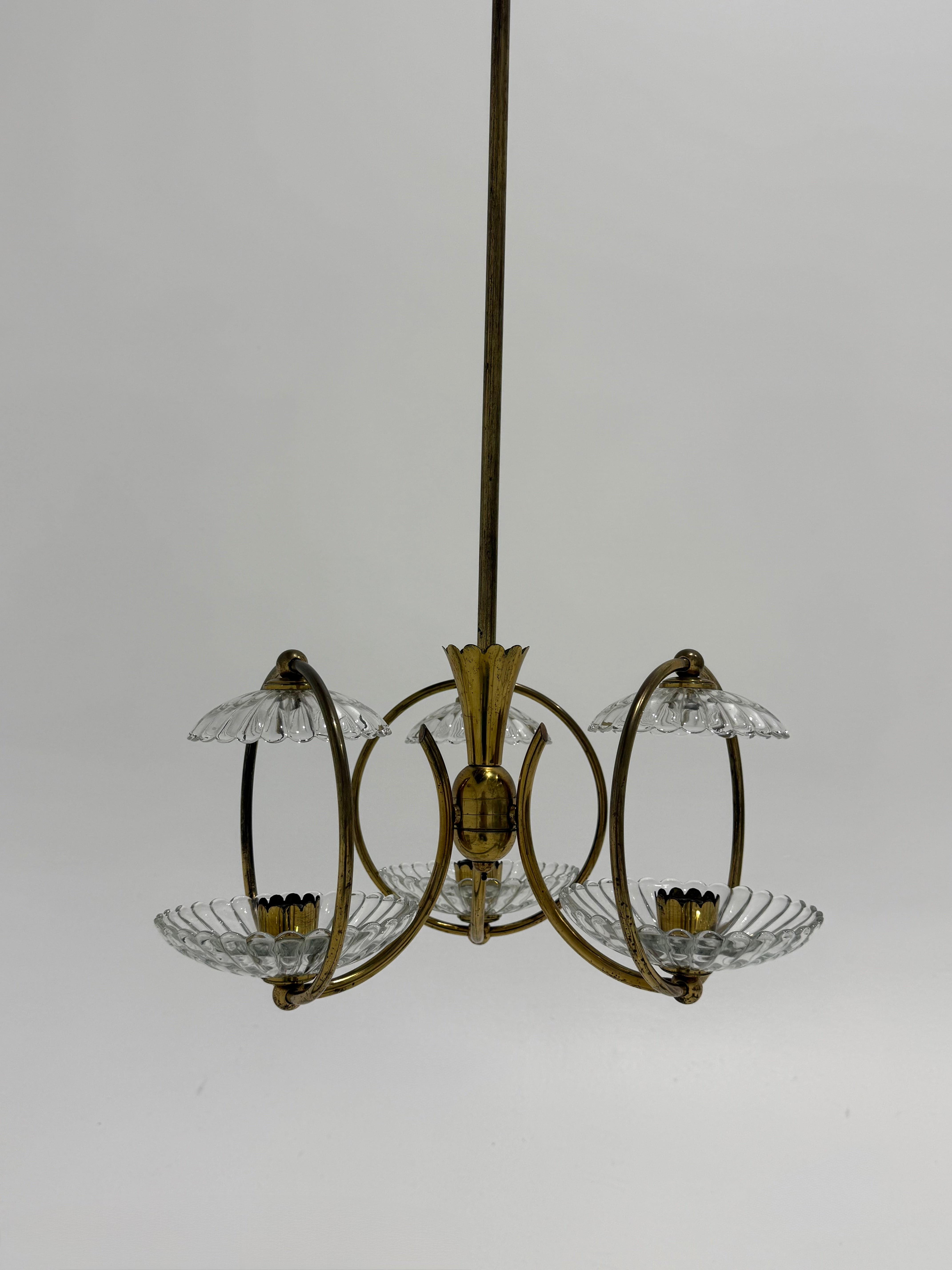 Murano Glass Triple Bowl Pendant by Barovier