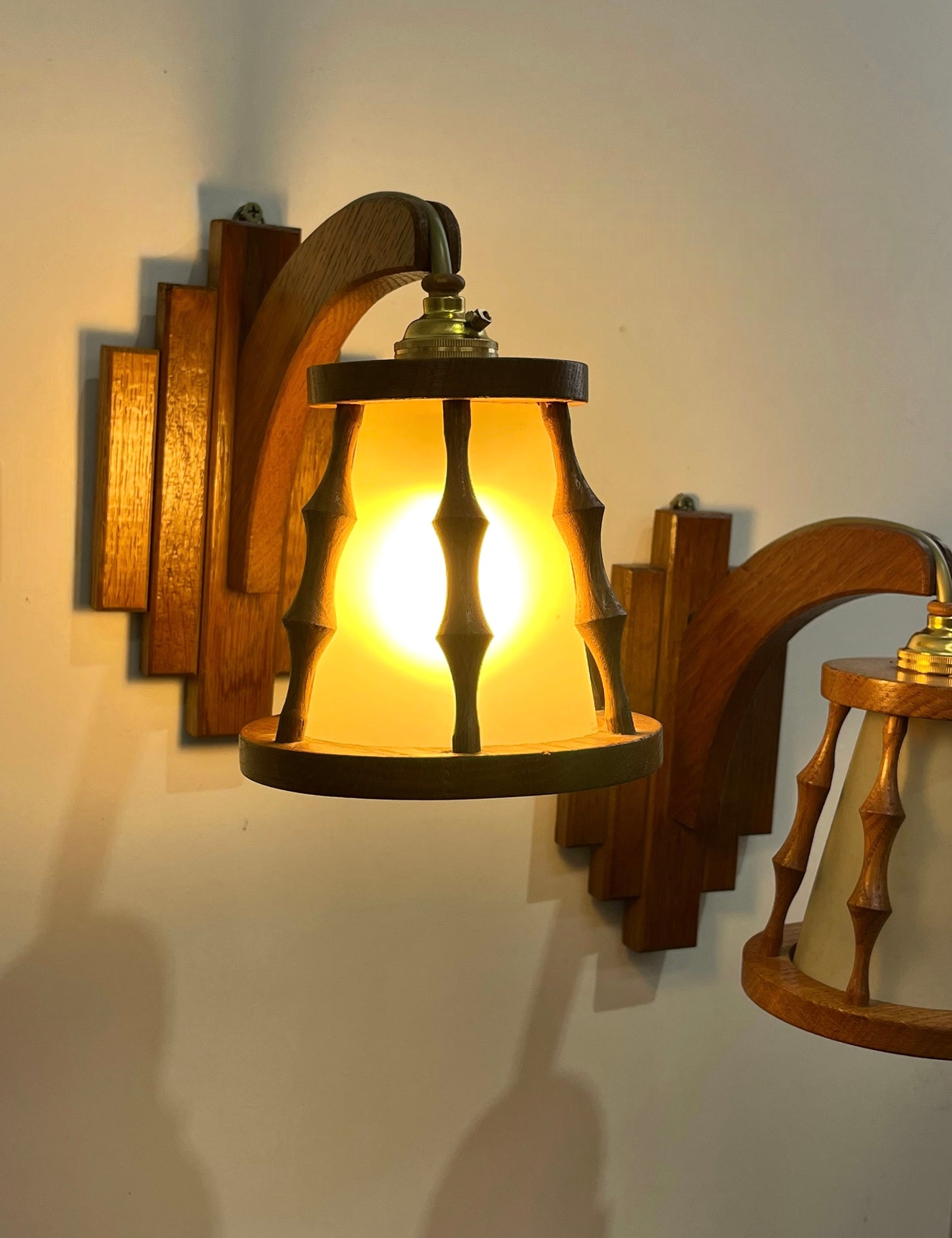 Pair of French Timber Wall Lights