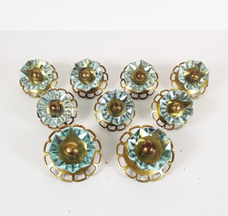 Italian Glass & Brass Coat Hook / Drawer Pull