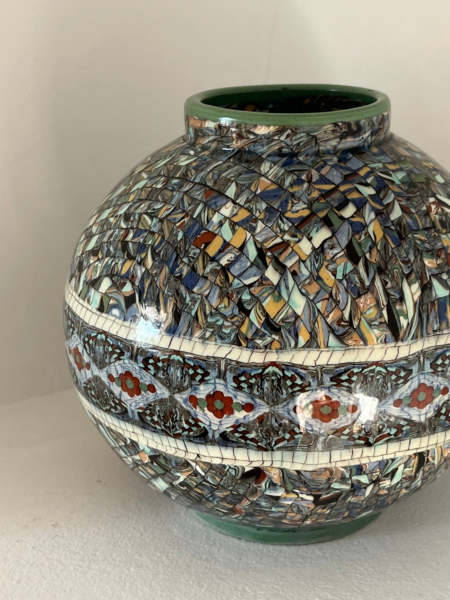 French Ceramic Mosaic Vase by Jean Gerbino, Vallauris