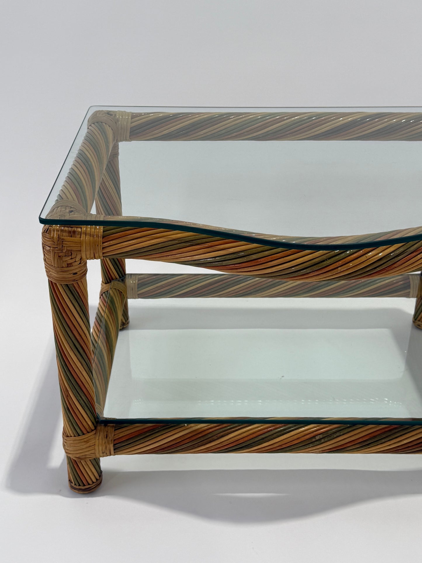 Vintage Italian Wicker Side Table by Studio Smania - Two Available