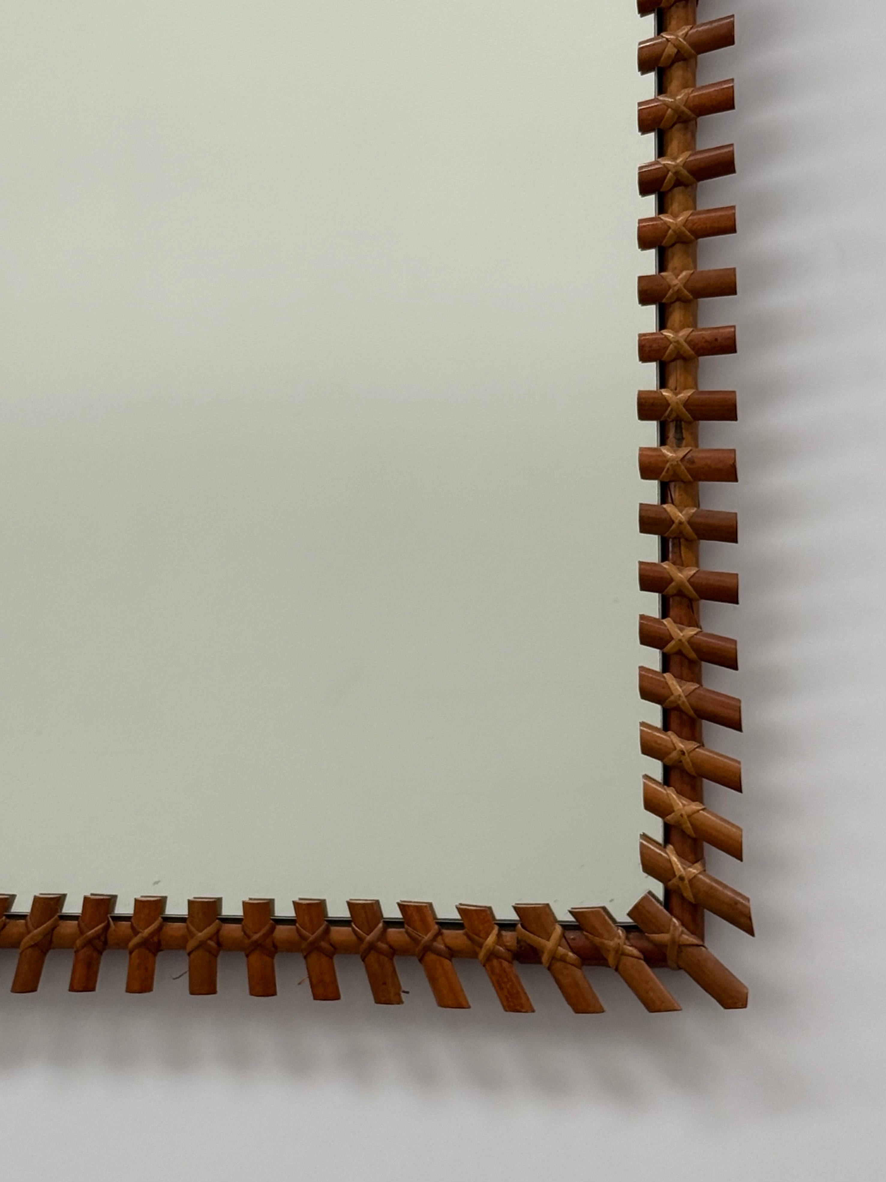 Italian Bamboo Mirror by Bonacina