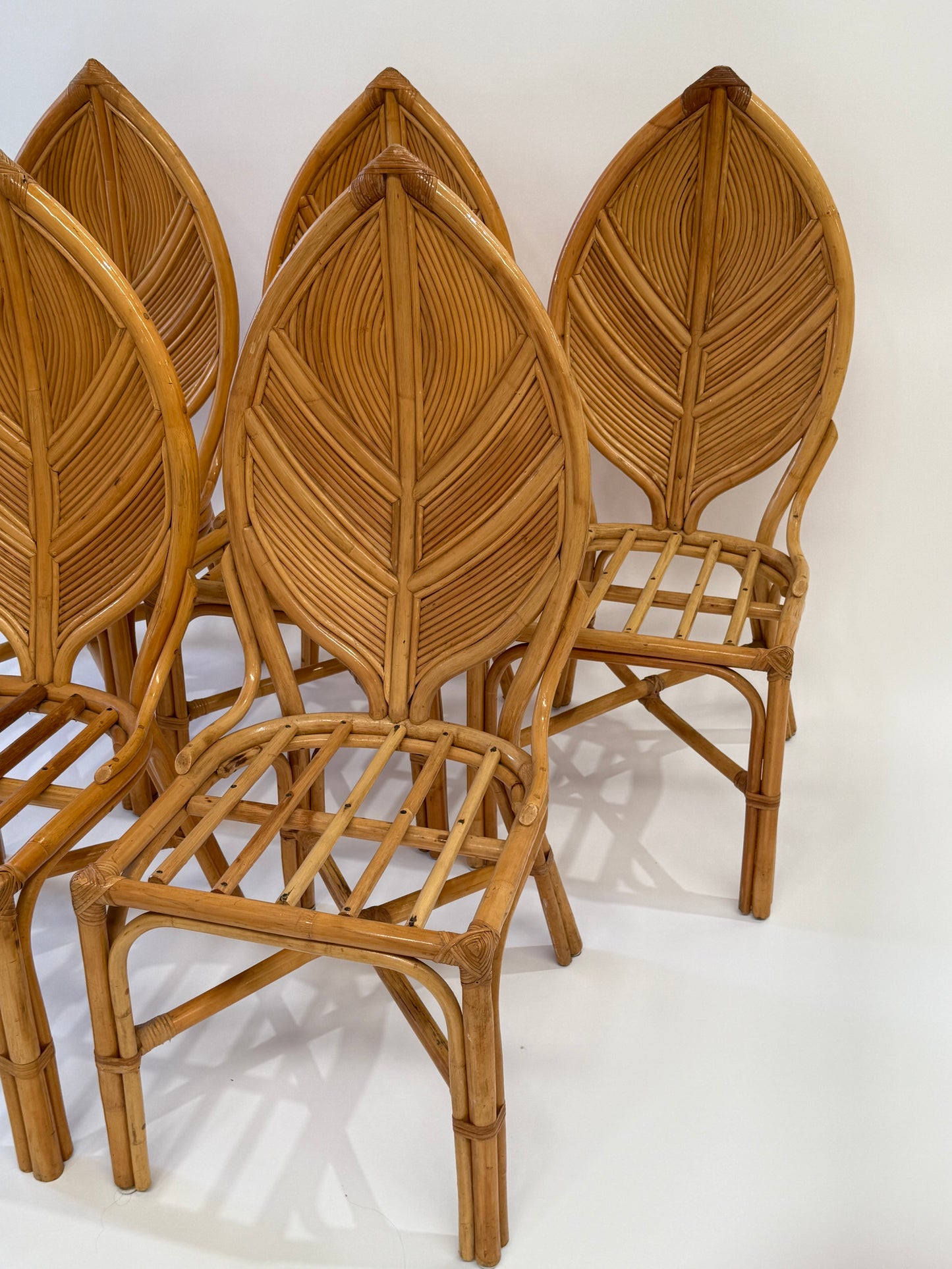 Set of Six Vintage French Bamboo Dining Chairs