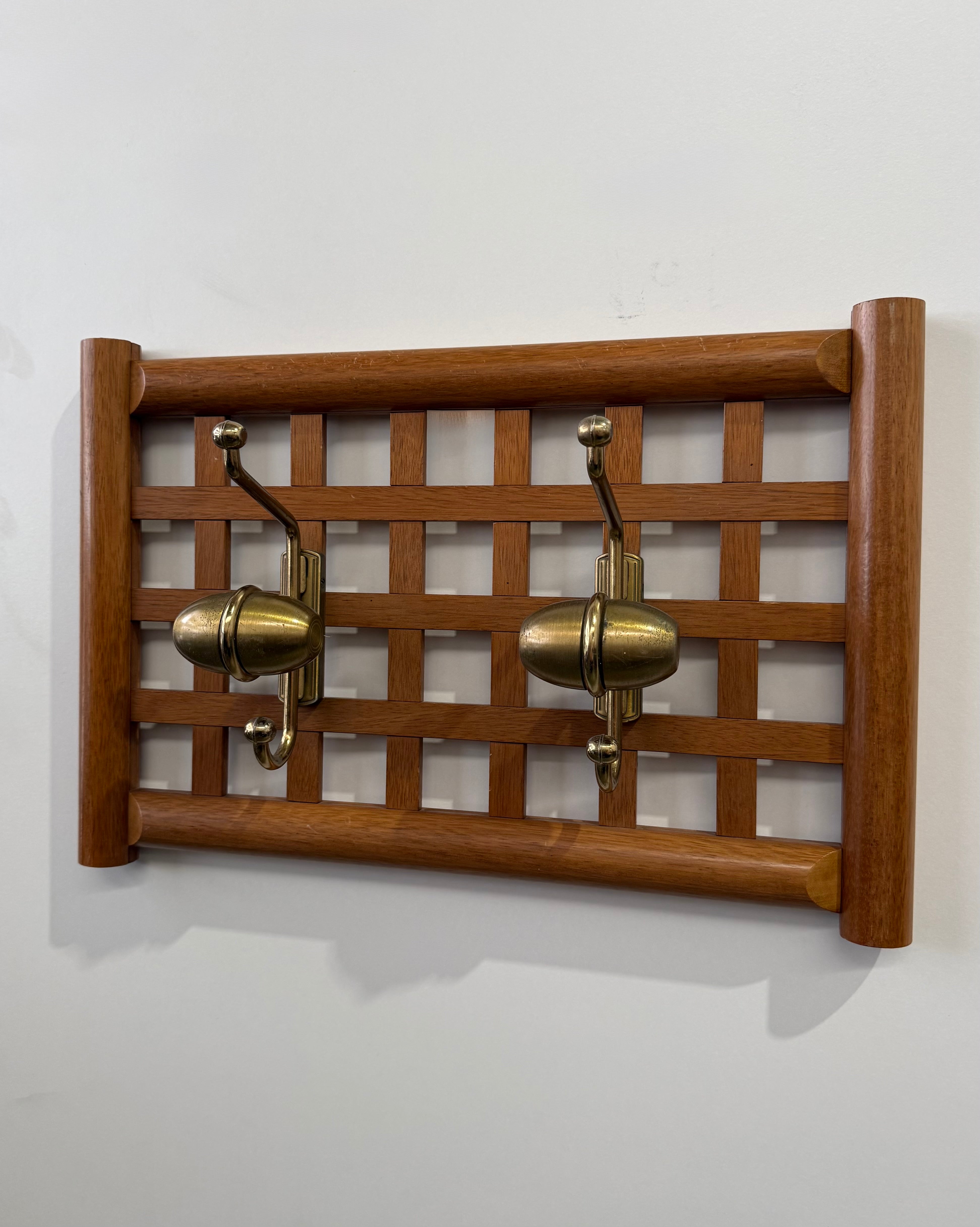 Vintage Timber & Brass Coat Rack